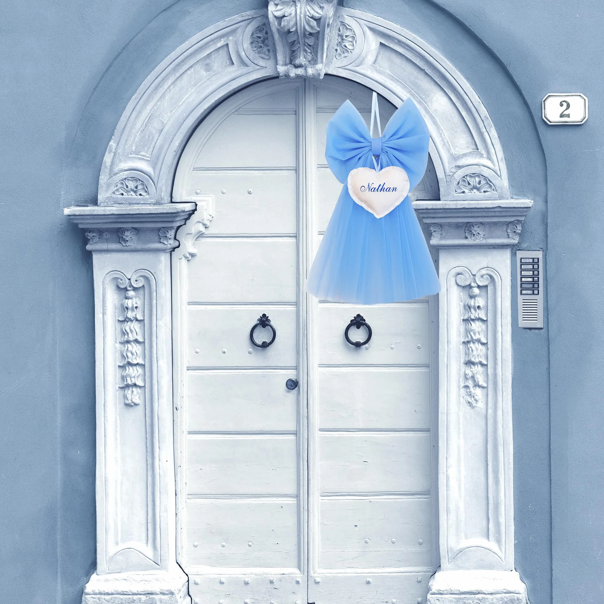 Fiocco Nascita Bimbo Personalizzato Azzurro con Nome