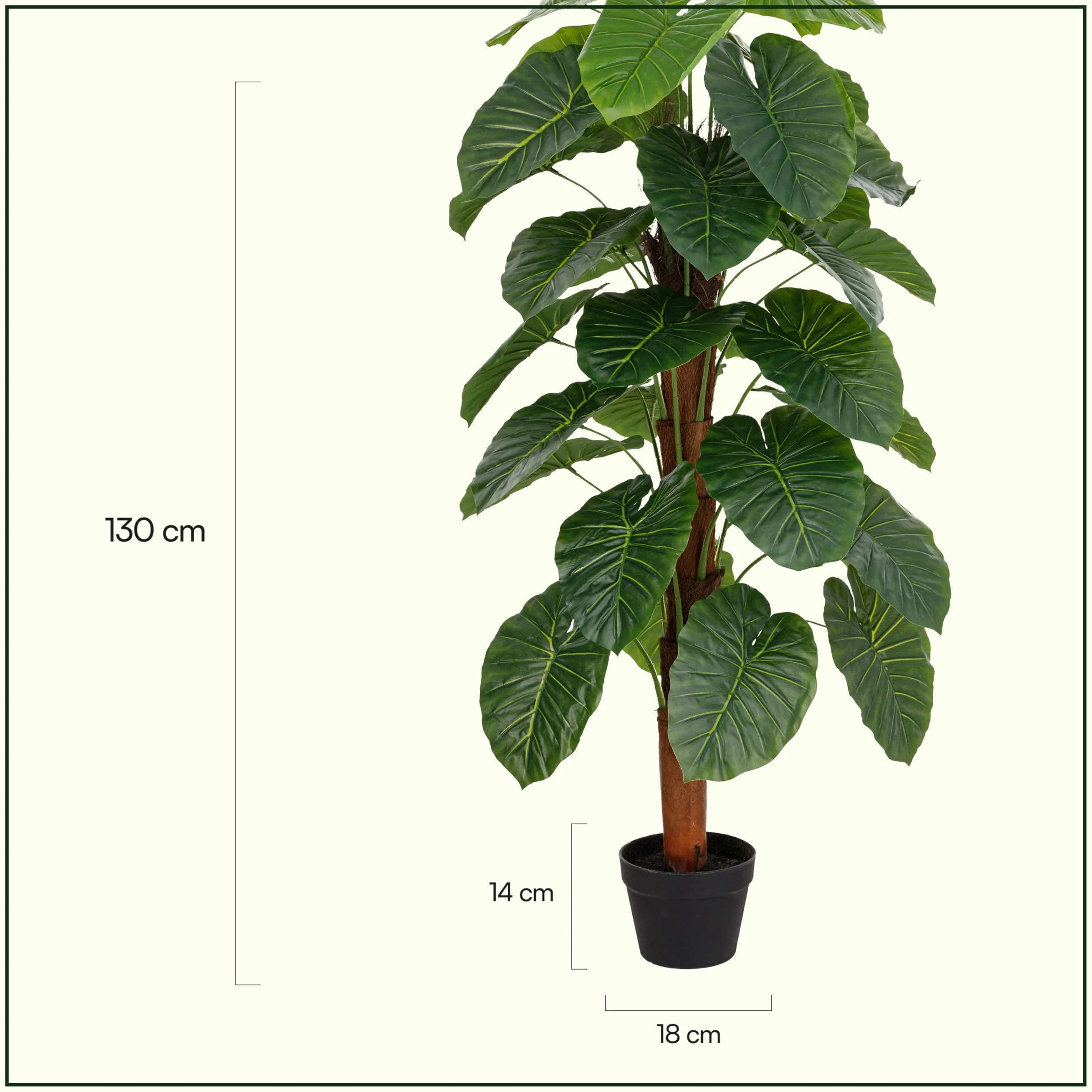 Baroni Home Pianta Artificiale Alocasia Finta 130 cm per Interno ed Esterno