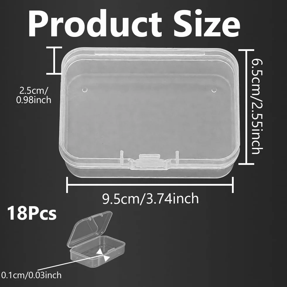 WYAN 18 Contenitori in Plastica Trasparente Rettangolare per Perline e Piccoli Oggetti