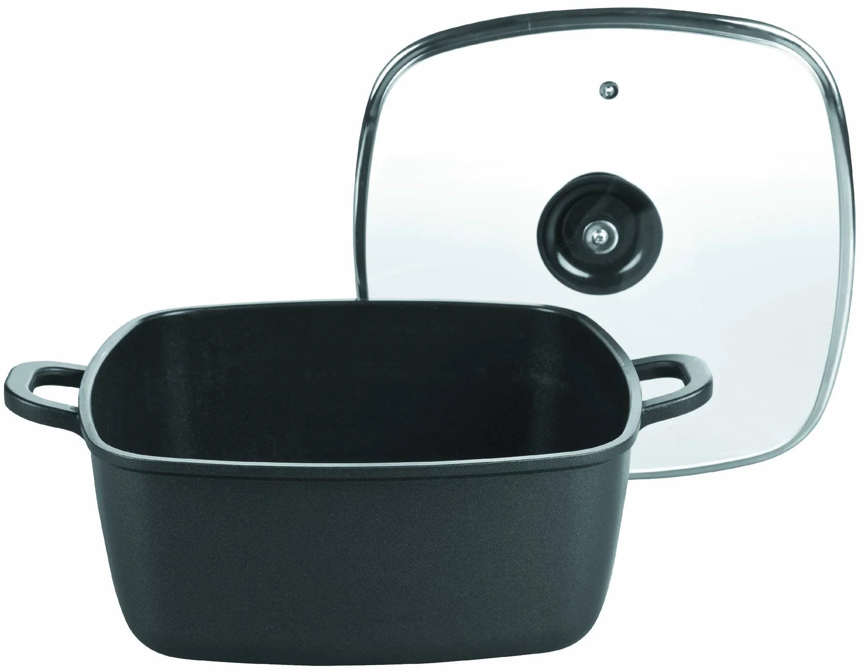 Lacor 25829, Pentola tuttofare in ghisa d'alluminio con coperchio, quadrata, diametro 28 x 28 cm