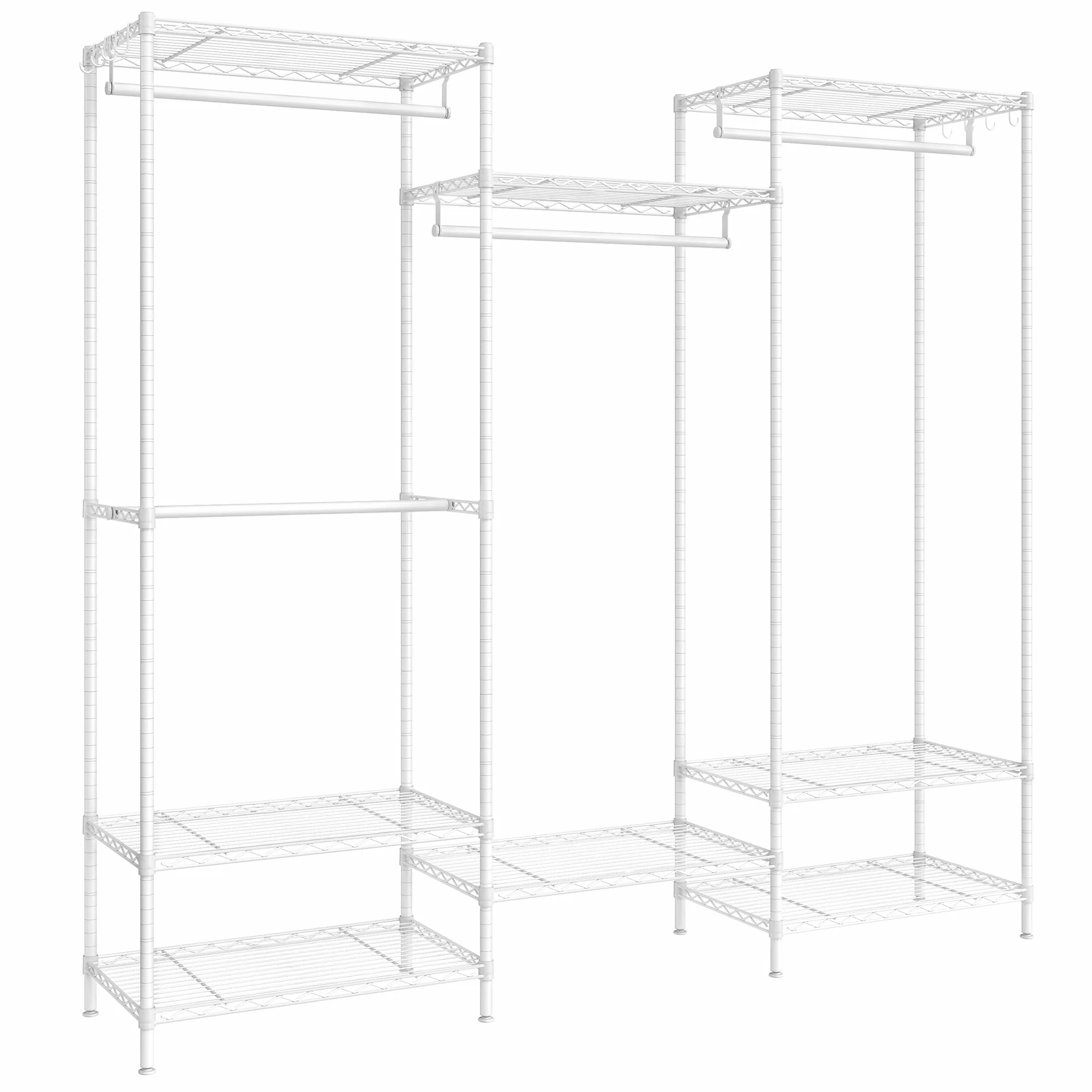 SONGMICS Armadio Guardaroba in Metallo con Ripiani Regolabili e Barre Appendiabiti Bianco Nuvola LGR431W01