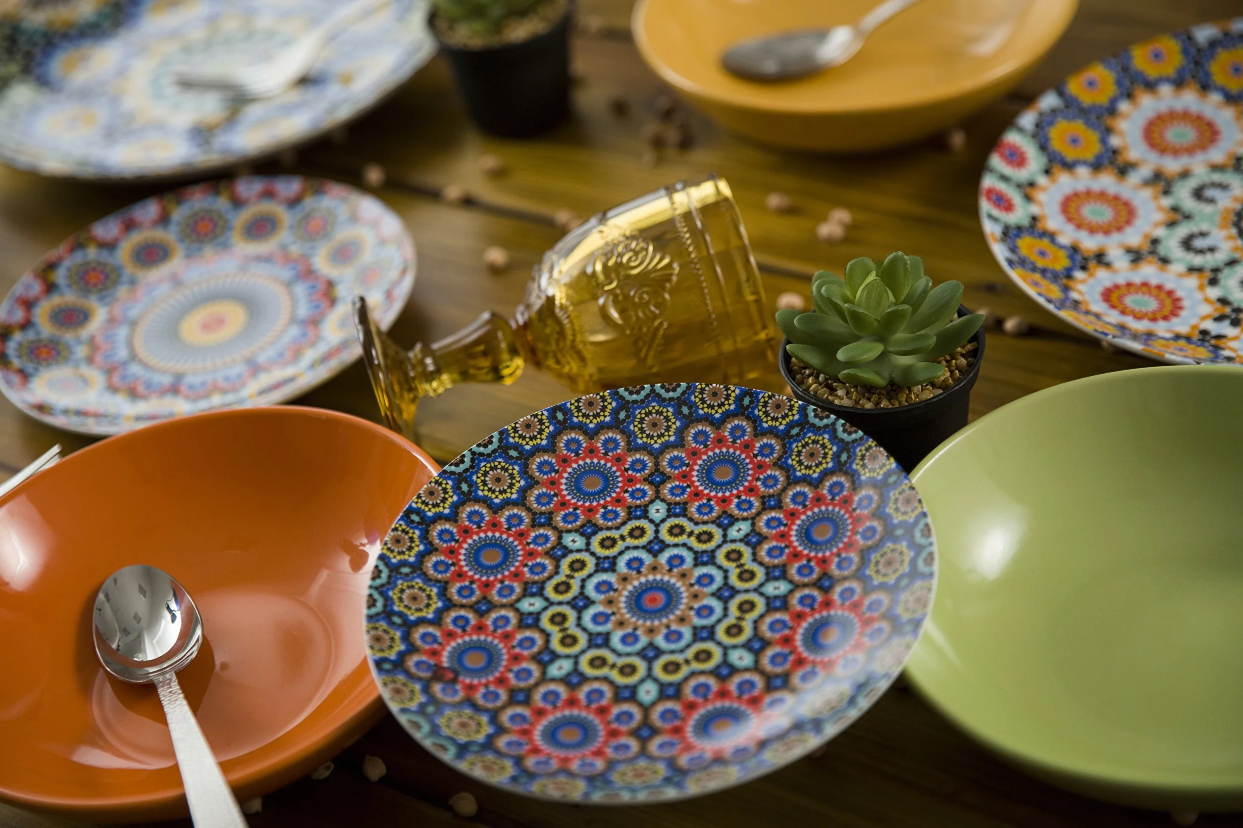 Villa d’Este Home Tivoli Marrakech Servizio Tavola, Porcellana, Multicolore, 18 Unità