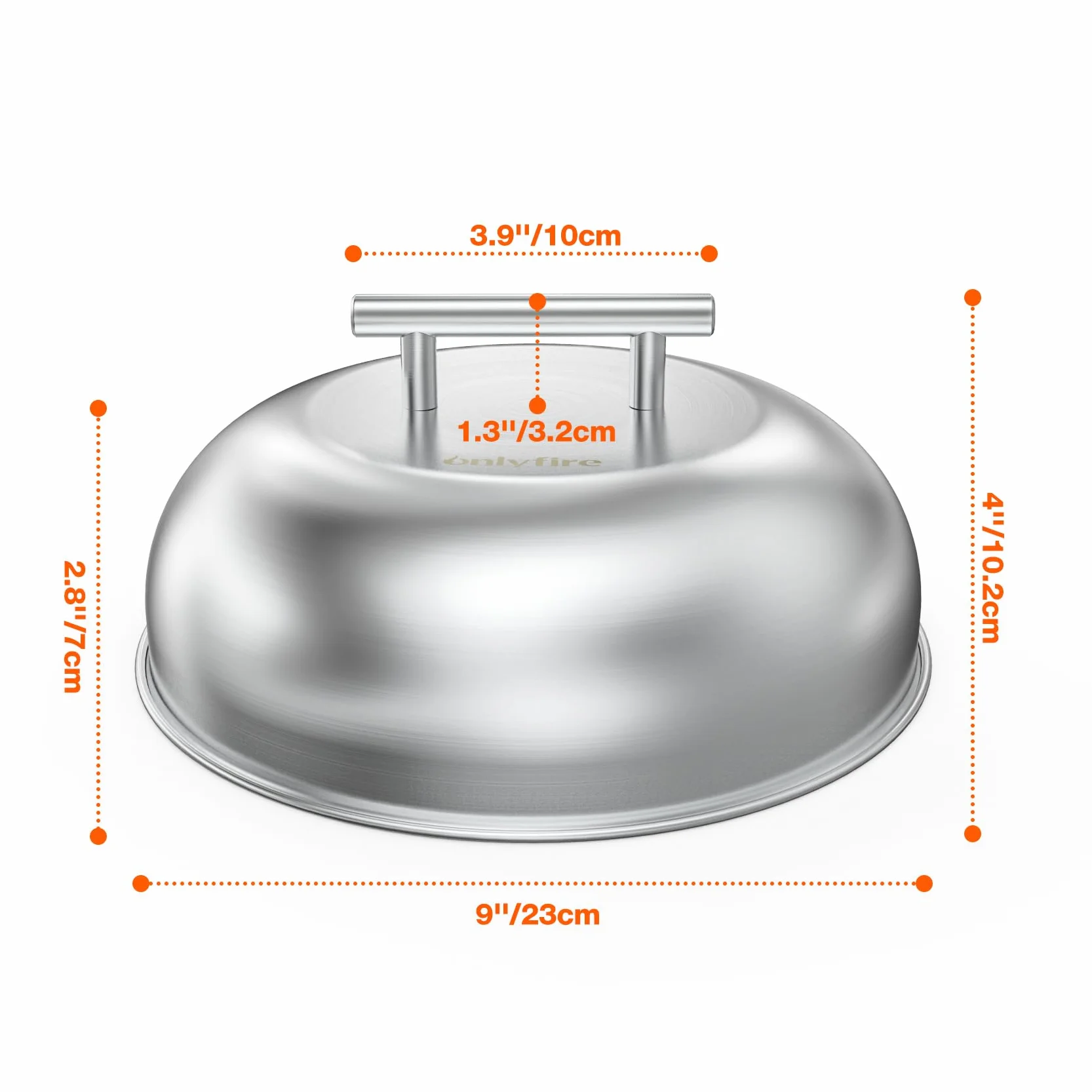 Onlyfire 2 Pezzi Coperchio per Hamburger, Copertura per Barbecue in Acciaio Inox per Griglia e Campeggio All'aperto, Cupola per La Fusione del Formaggio, 23×23×7 cm