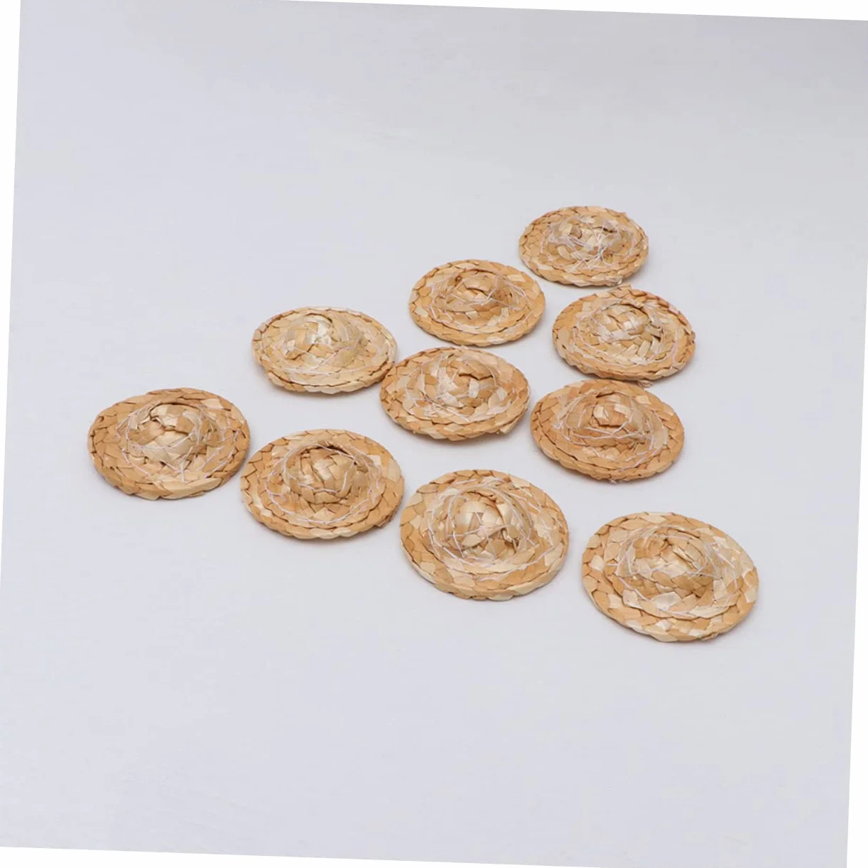 10pezzi Cappelli di Paglia Miniatura Cappelli Intrecciati per Bambole per Artigianato Accessori per Case delle Bambole Decorazioni per Fotoricampeggi