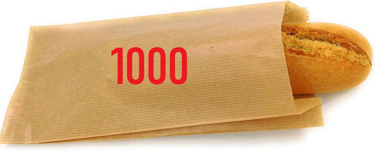 1000 sacchetti carta 27 x 14 + 6 cm/Sacchetti carta per alimenti/perfetti per panini, torte, frutta/Sacchetti per confetti/Sacchetti Kraft per alimenti/Sacchetto regalo