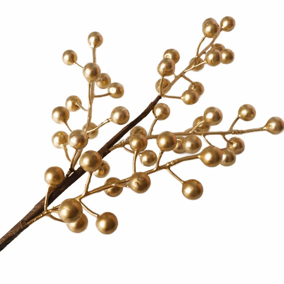 Bacche di Natale Artificiali 30cm Bianche Oro Decorazione Natalizia