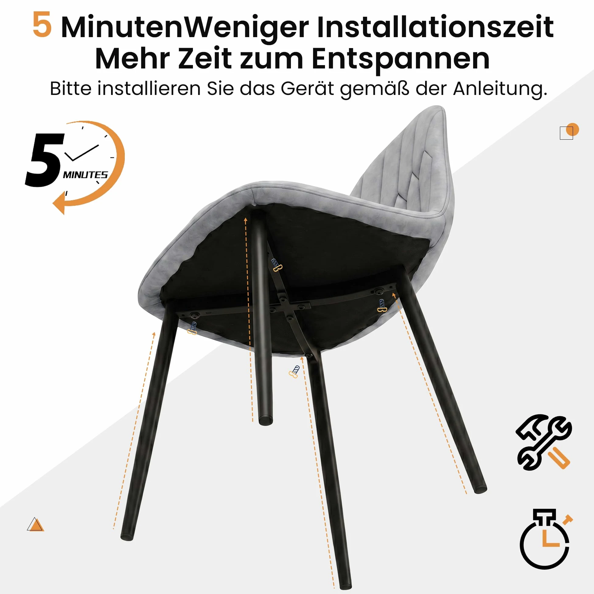 APICIZON Set di 4 sedie da pranzo in velluto, imbottite, schienale ergonomico, gambe in metallo, design retrò migliorato, per cucina, sala da pranzo, grigio