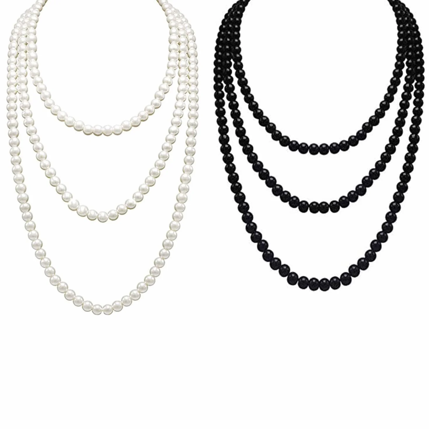 SLEEKEE 2 Collane di Perle, Collana di Perle da Donna, Lunga Collana di Perle Finte, Collana Personalizzata di Moda, Gioielli di Perle Multistrato, Accessori di Abbigliamento