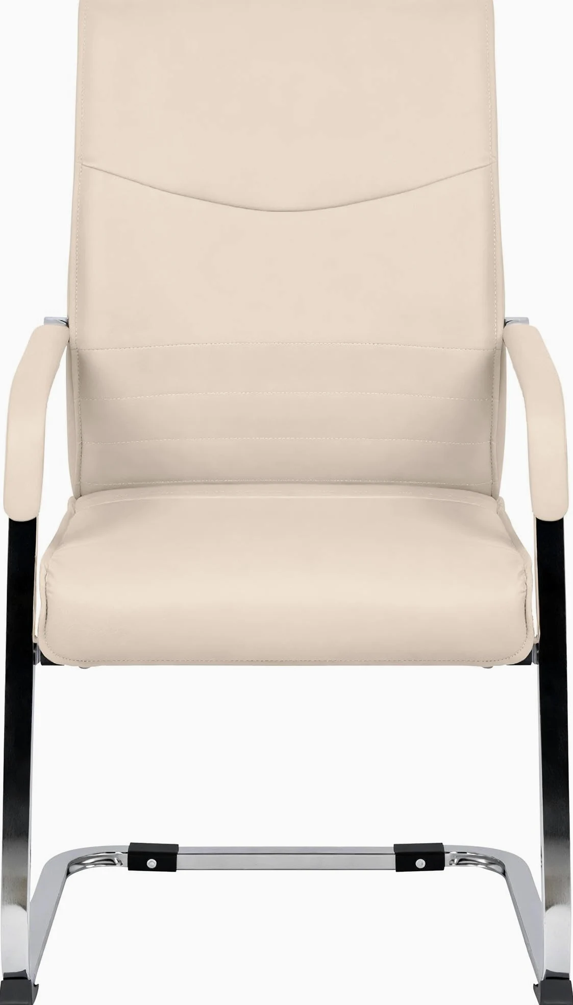 CLP Set di 2 sedie da pranzo ergonomiche Hobart, a sbalzo con braccioli imbottiti, struttura in metallo robusta, sedie da conferenza moderne, Colore:crema, Materiale:Ecopelle