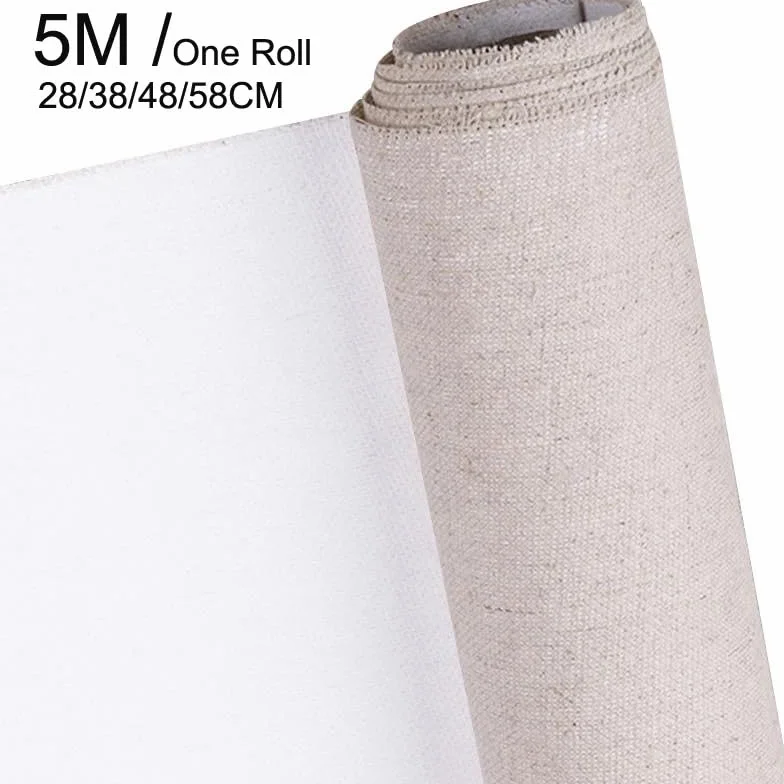 Rotolo di Tela da Pittura Professionale Blank Canvas for la Strato di Pittura Acrilico Pittura a Olio di Tela Biancheria in Tela in Tela Primated Art Forniture for Artista 5m One Roll (Color : 5M lon