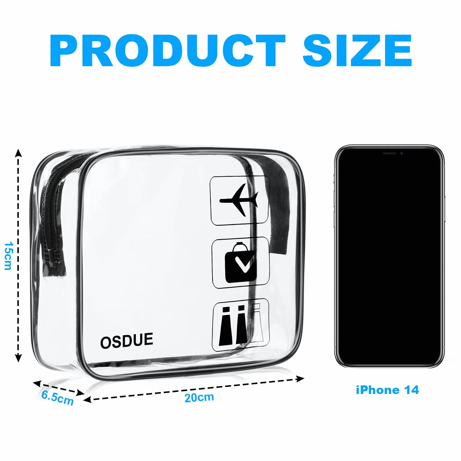 Borse da Valigia Trasparenti 2 Pcs, Sacche da Aereo Beauty Case Impermeabili con Zip per Trasporto Liquidi (Nero)