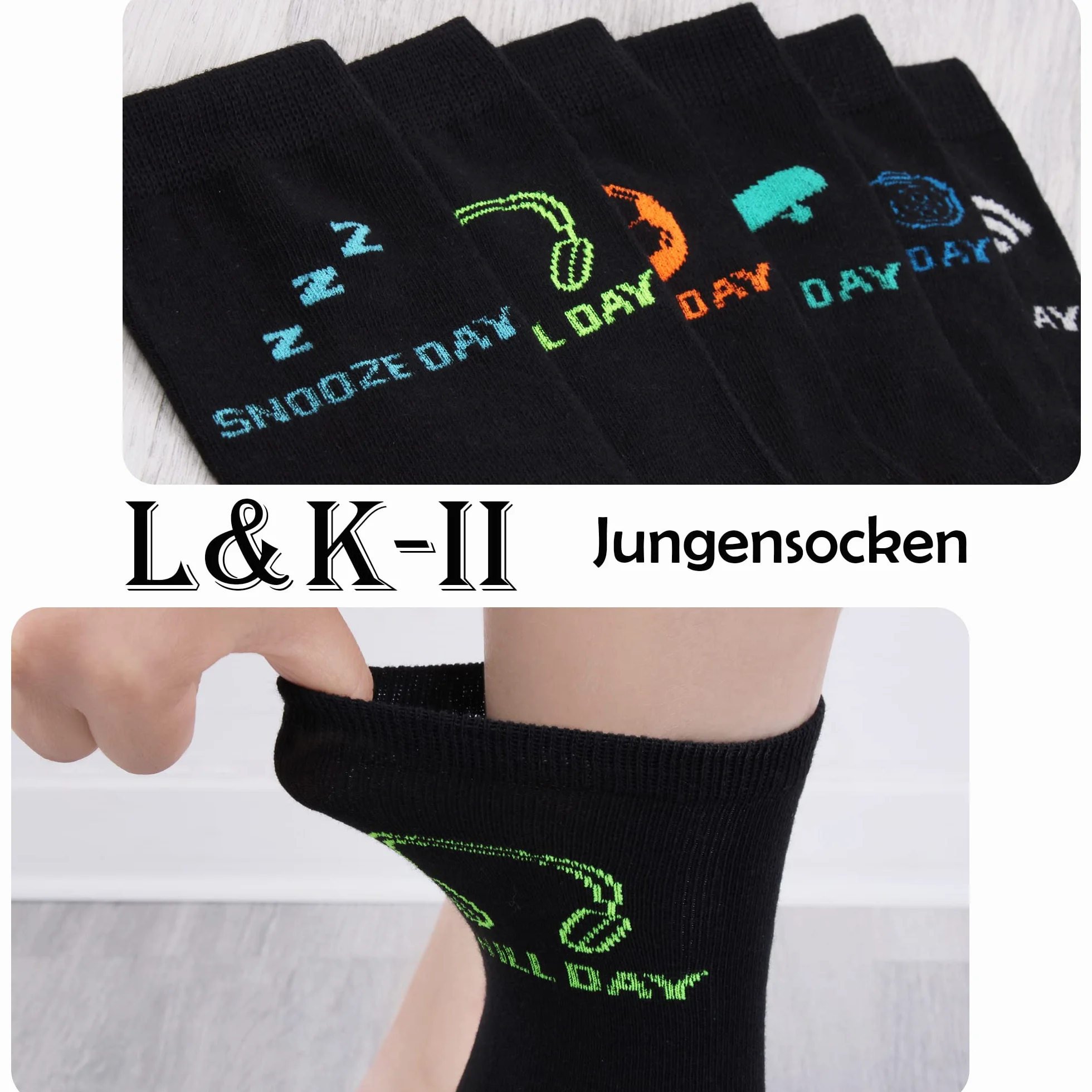 L&K-II 10 paia di morbidi e comodi calzini in spugna di cotone per ragazzi, con graziose stampe in stile navy, autunno inverno 2816