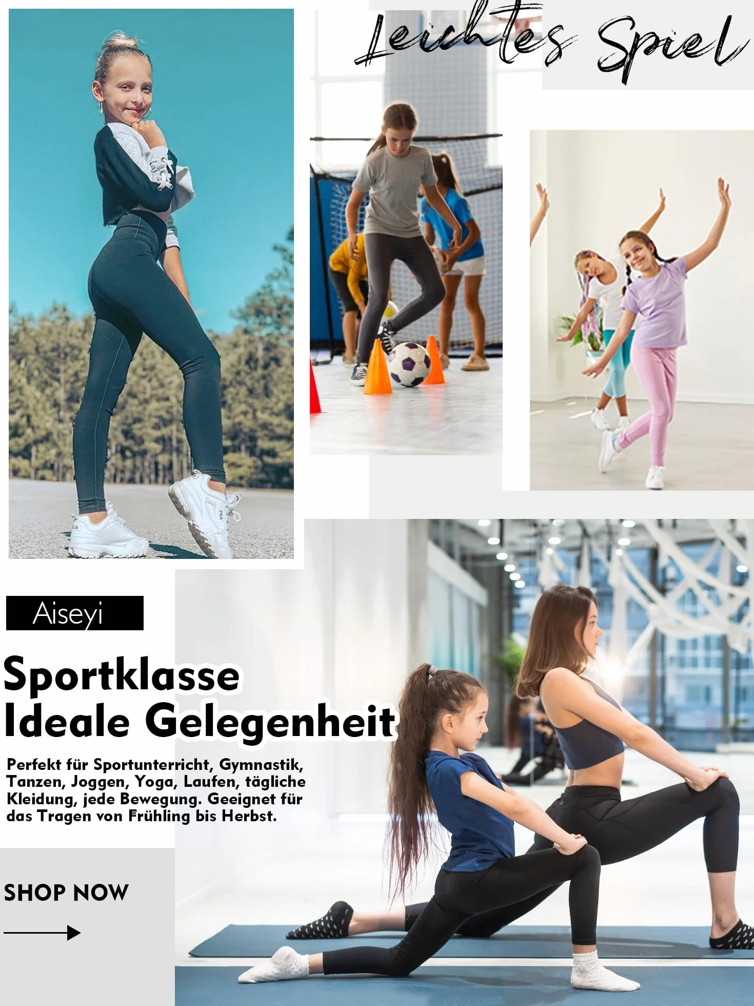 Leggings sportivi per bambini, comodi, sportivi, leggings, lunghi, per jogging, allenamento, lezioni di sport
