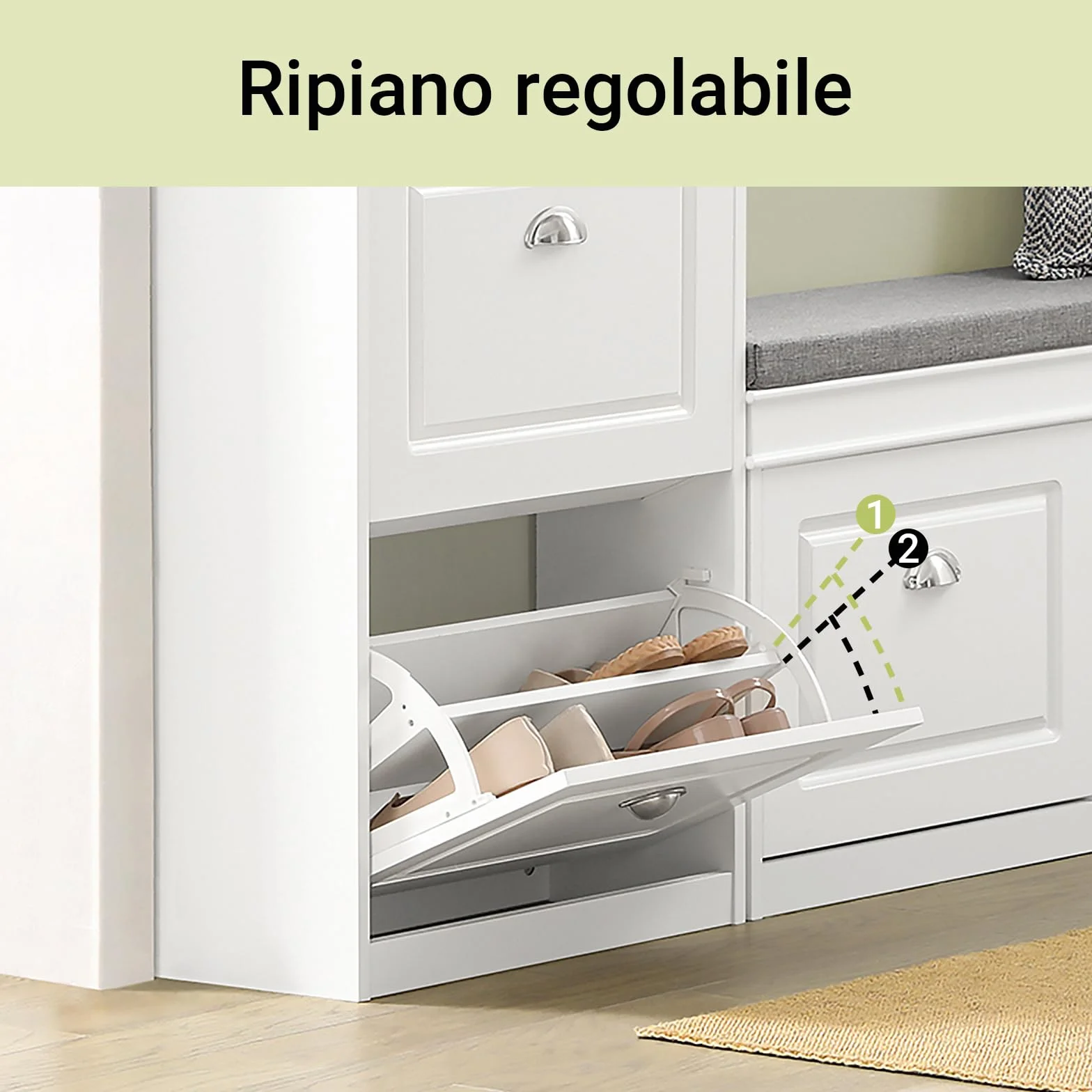 SoBuy Scarpiera Salvaspazio Slim Mobiletto da Ingresso 2 Ante a Ribalta 54x24x83cm Bianco FSR78-W