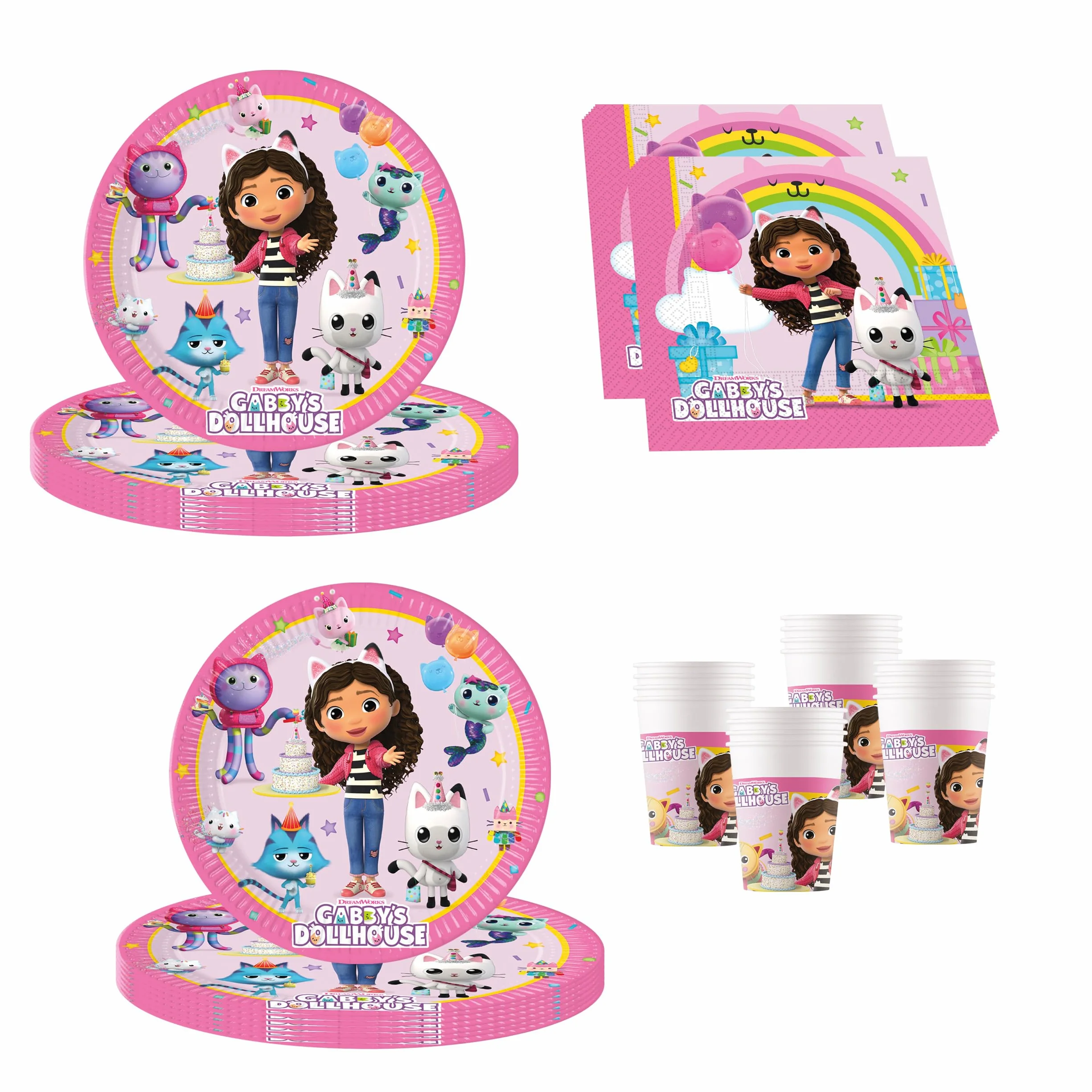 Procos Set da festa S Gabby's Dollhouse 52 pezzi piatti tazze tovaglioli stoviglie usa e getta set da tavola
