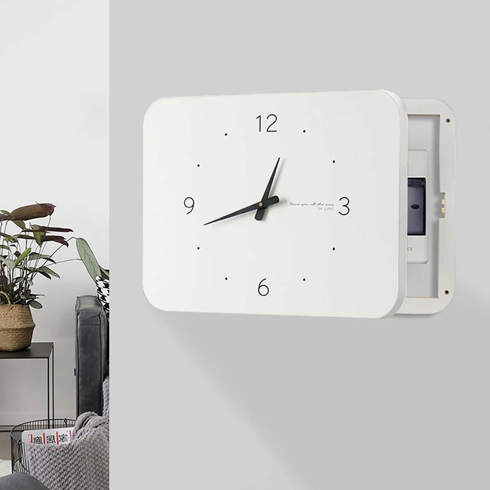 Copri Quadro Elettrico Coperchio Della Scatola Rompi-legno con Orologio, Coperchio del Quadro Elettrico Bianco Decorativo da Parete, Coperchio di Distribuzione Staccabile da Appendere Alla Parete, per