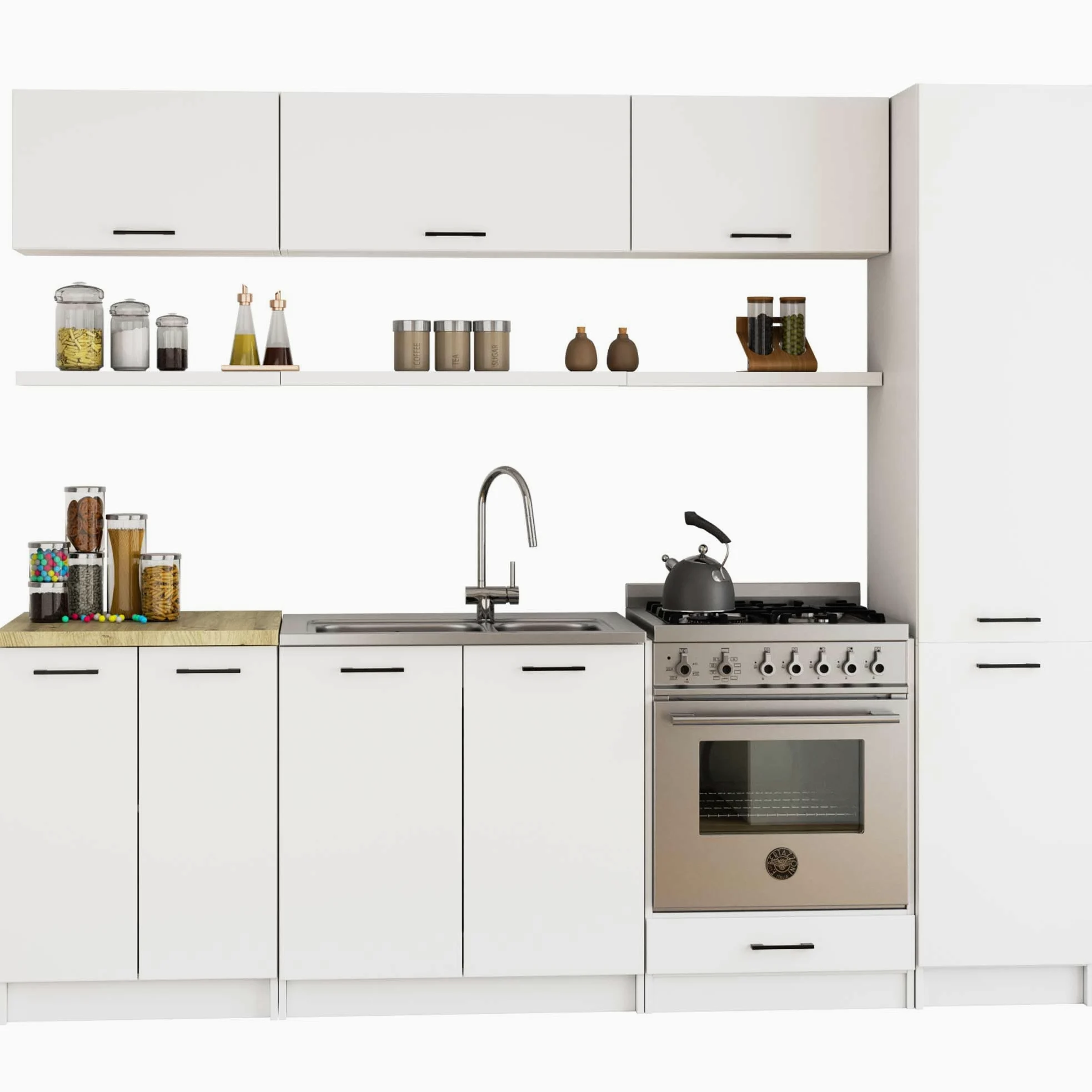 BDW - Colonna da Cucina - Armadio Largo 40 cm, Alto 205 cm, Profondo 57 cm - Spazioso per Provviste - Bianco