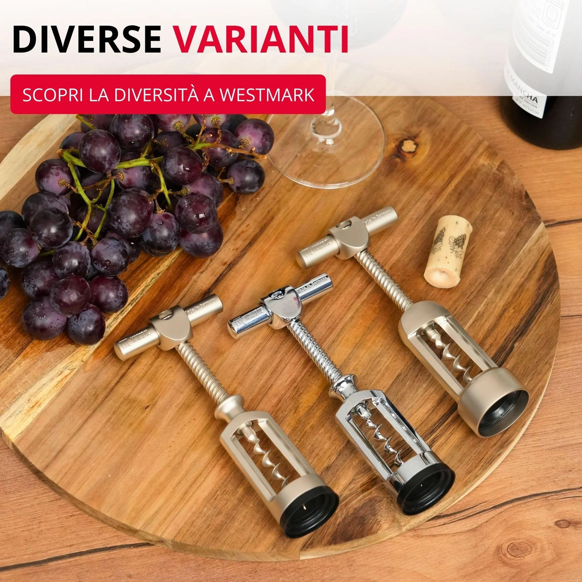 Westmark Cavatappi a campana con spirale, Monopol Edition, acciaio/zinco pressofuso, Barolo, finitura opaca, 62603380