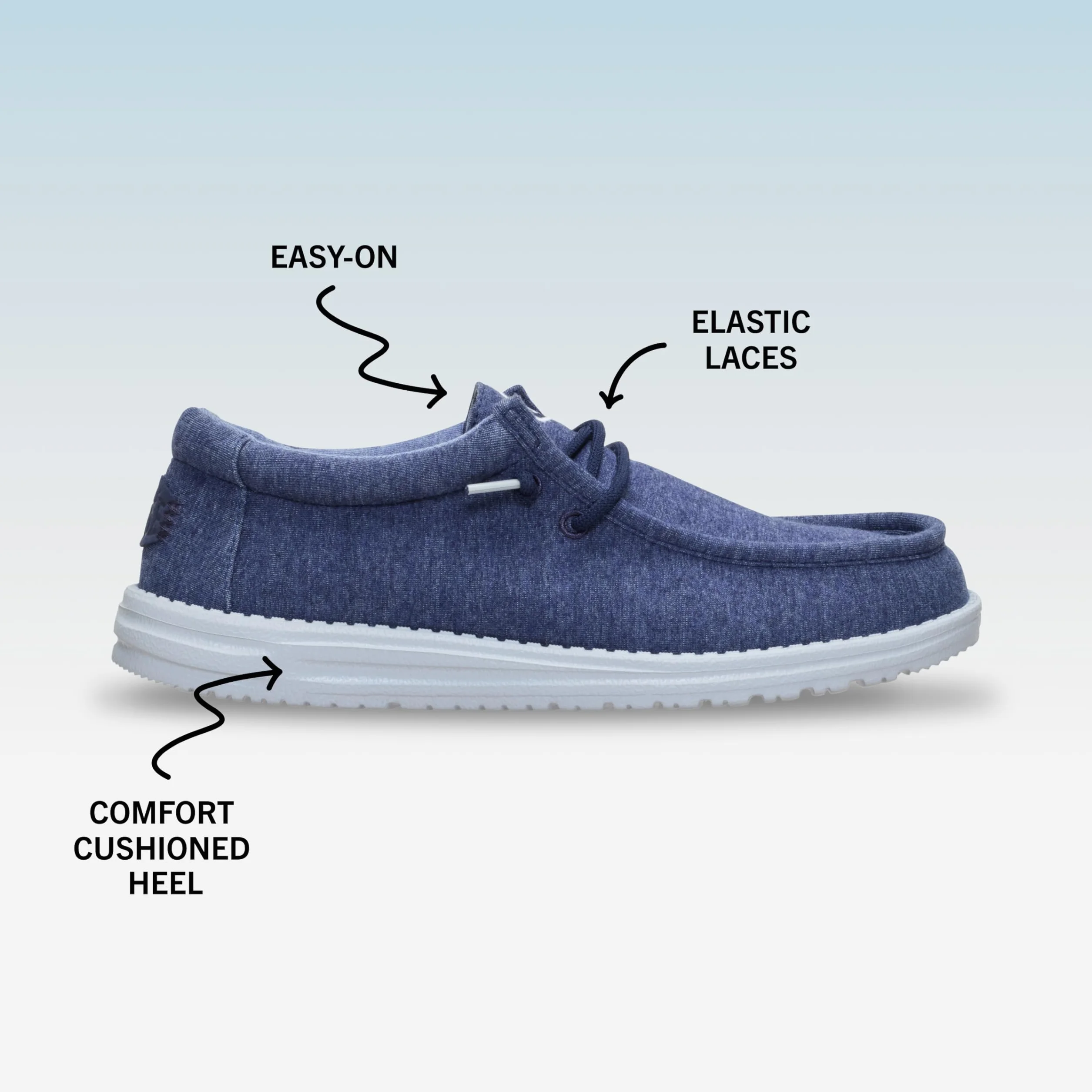 HEYDUDE Wally Scarpe da uomo in jersey elasticizzato mocassini da viaggio leggeri con lacci elastici