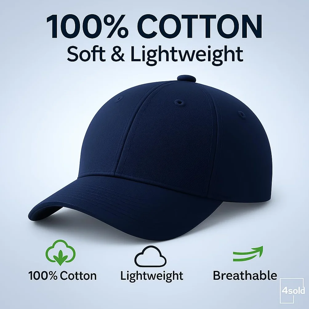 Cappellino Uomo Donna 100% Cotone Leggero Traspirante Visiera Regolabile Berretto Estivo Casual Sportivo Golf Viaggi