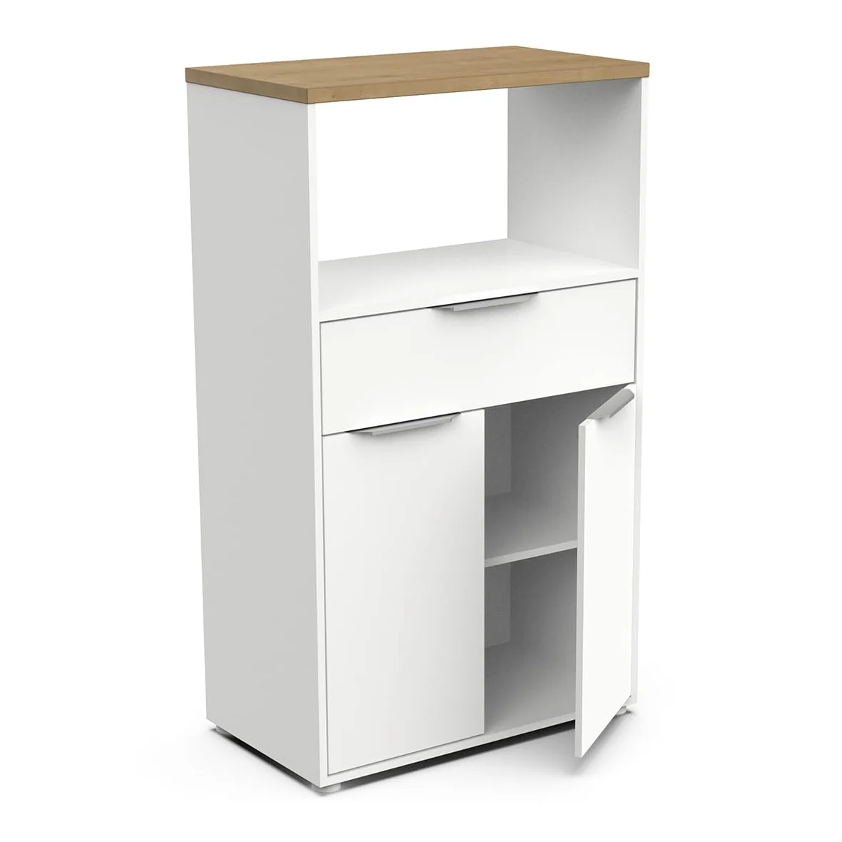 Demeyere Mobile a Microonde, Bianco & Rovere, 70 x 123 x 40 cm