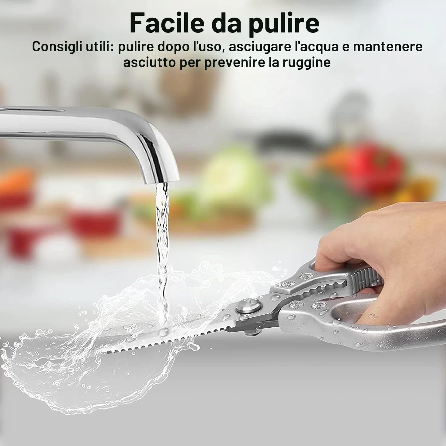CGBE Forbici da Cucina, Forbice Cucina Resistenti Affilate in Acciaio Inossidabile, Forbici Trinciapollo Professionale Multiuso per Pollame, Pollo, Pesce, Carne, Verdure, Erbe, Argento