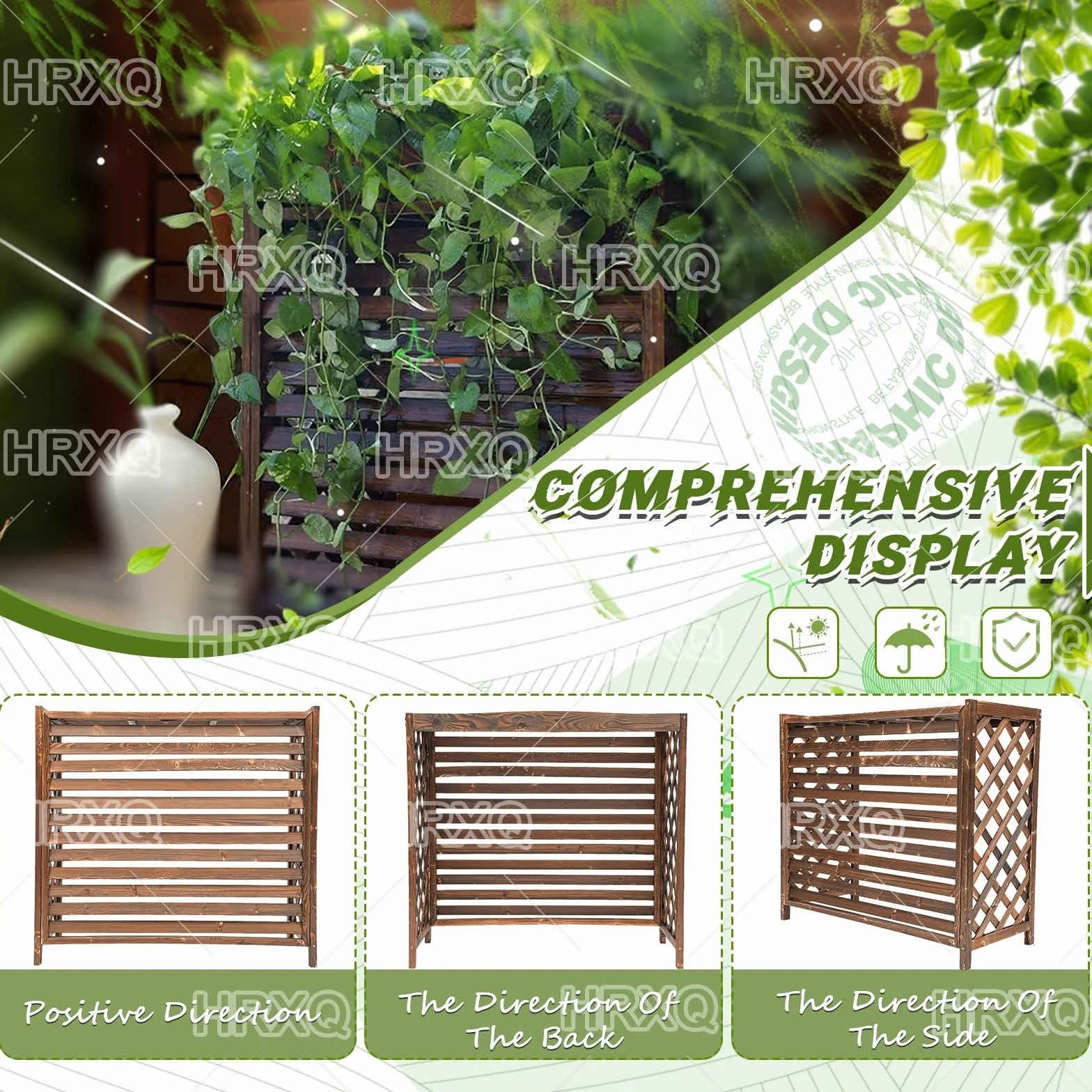Copricondizionatore per Esterno Tavola di Legno Ispessita Unità Esterna Fiore Stand Nascondere Condizionatore d'Aria Small