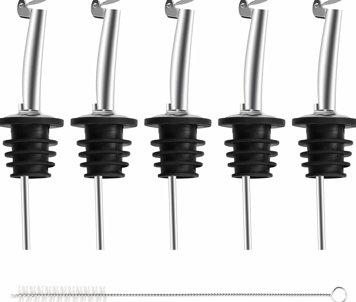 Incutex 5 Beccucci con Coperchio e Spazzola per la Pulizia, Versatore, Dosatore, Tappo Bottiglia