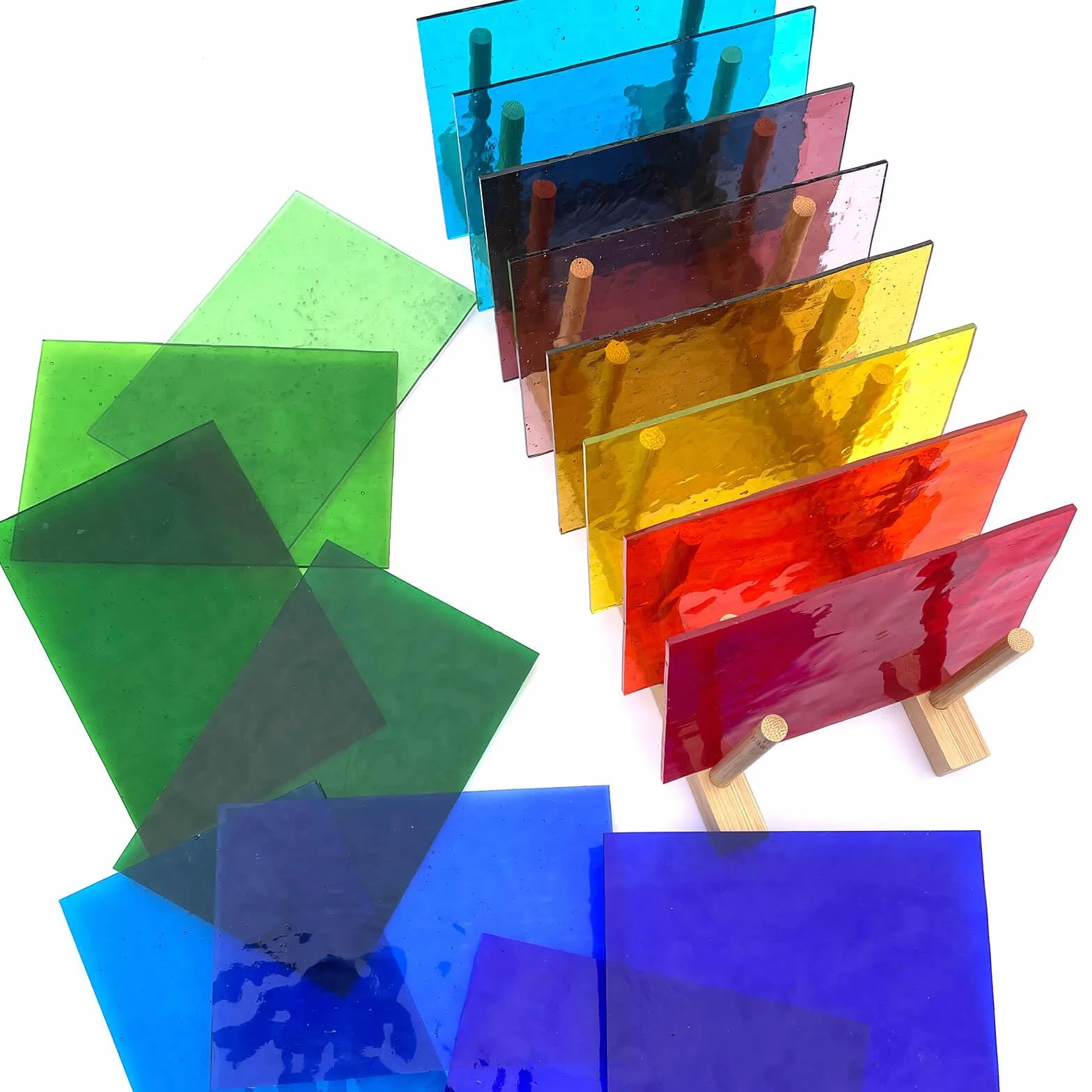 Vetro Colorato Trasparente 16 Fogli 15,2x10,2 cm per Mosaico Arte Cattedrale