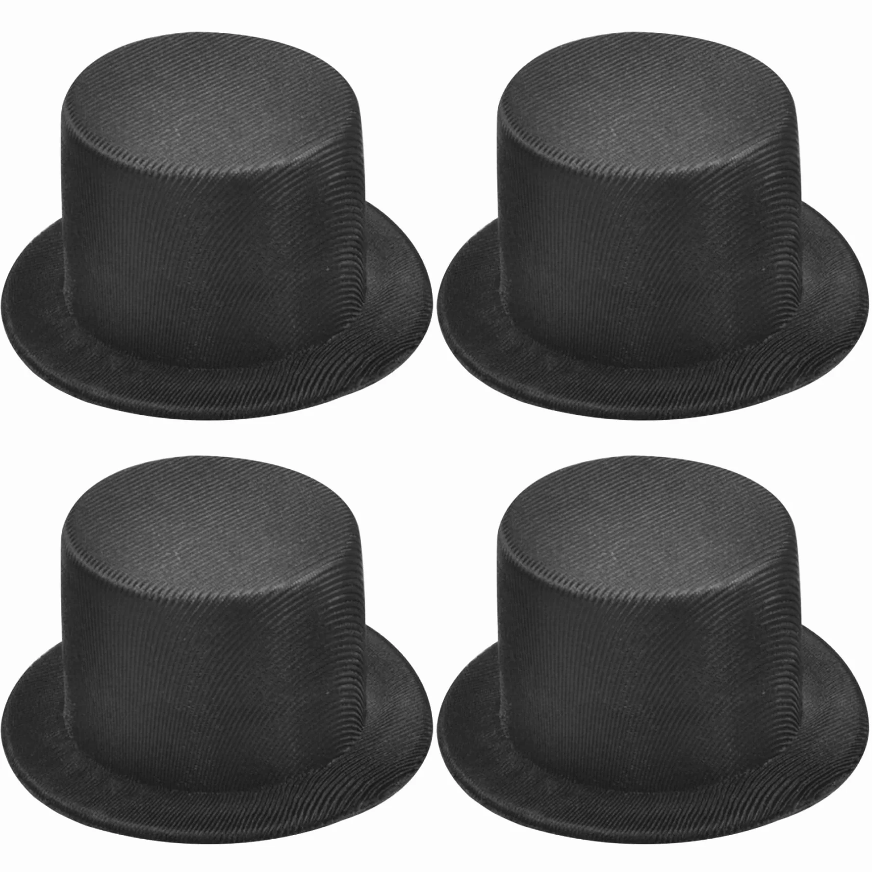 Cappelli da neve per pupazzo di cappelli neri Mini Top per artigianato 4 pezzi in miniatura Ornamenti per cappello a cilindro per la decorazione di pupazzo di pupa