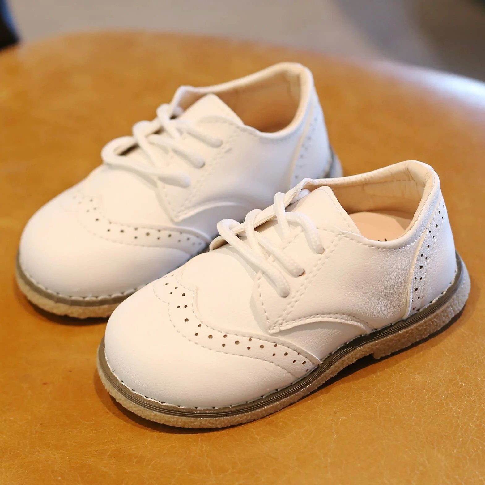 Panegy Scarpe Bambini Bambina in PU Pelle Scarpine Stringate Basse Eleganti Leggere Scarpette Brogue Casual con Suola Moribida per Suola Festa Matrimonio