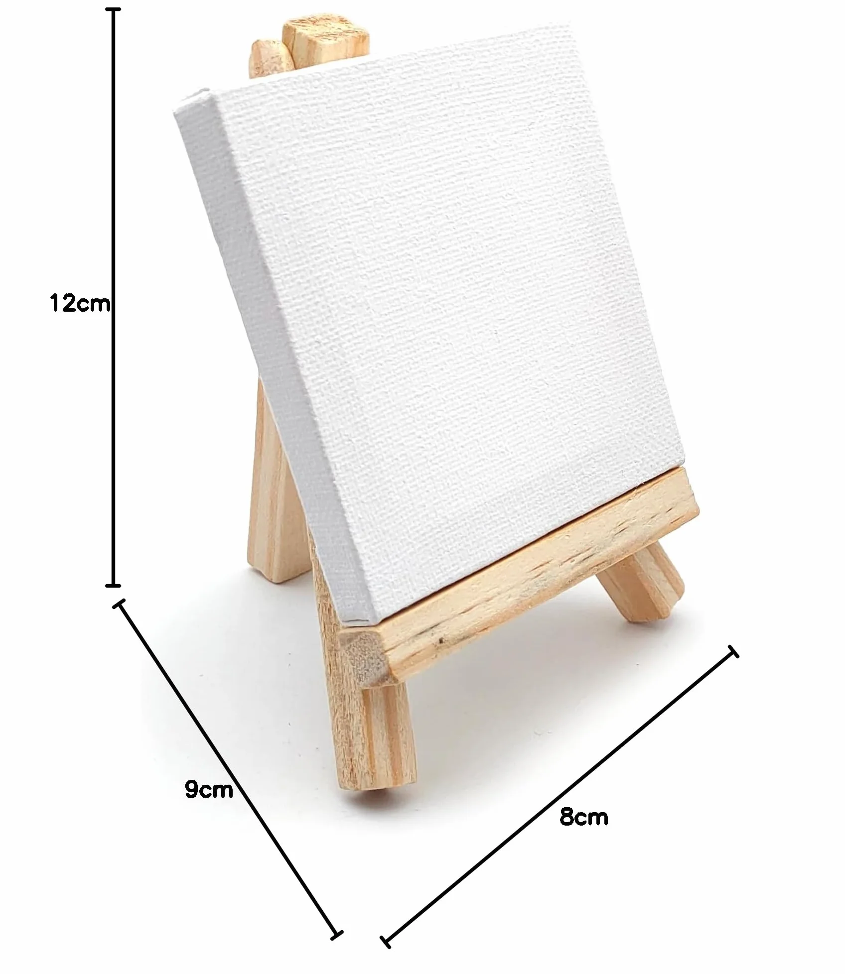 Mini Cavalletto in Legno con Tela 8x8 cm – Set per Pittura e Decorazione