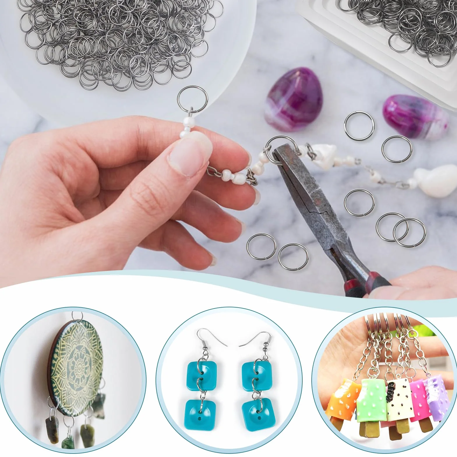 TOAOB 500 Pezzi 12 mm Anelli Aperti di Salto Acciaio Inossidabile Aperto Anellini per Bigiotteria Gioielli Fai Da Te Braccialetti Ciondoli Collane Orecchini
