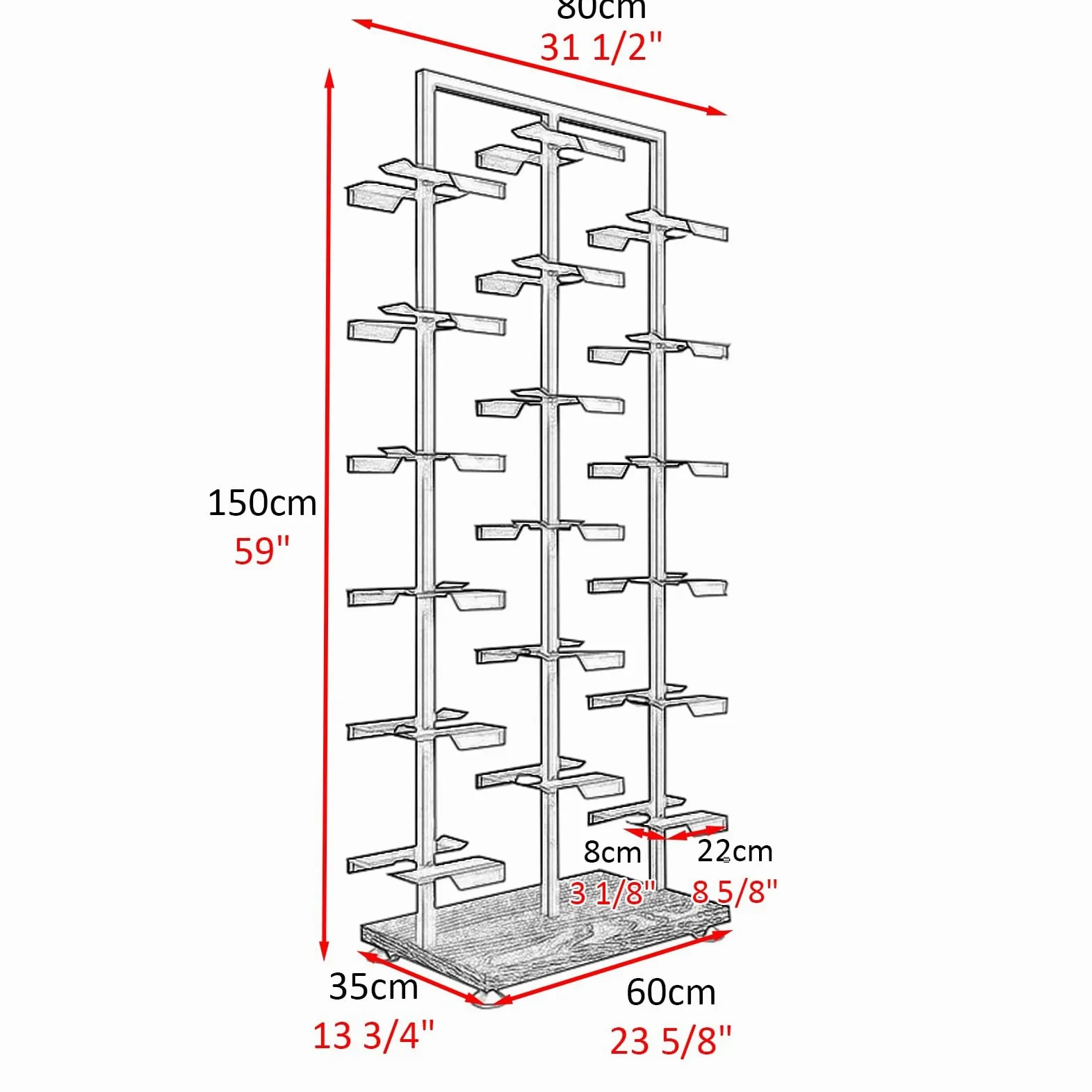 UrbanUp Espositore Scarpe Grande Espositore per Scarpe, Portascarpe Salvaspazio per Spazio di Lavoro, Scaffali Sospesi per L'ingresso di Un Negozio di Articoli per la Casa(White+wood B,L)