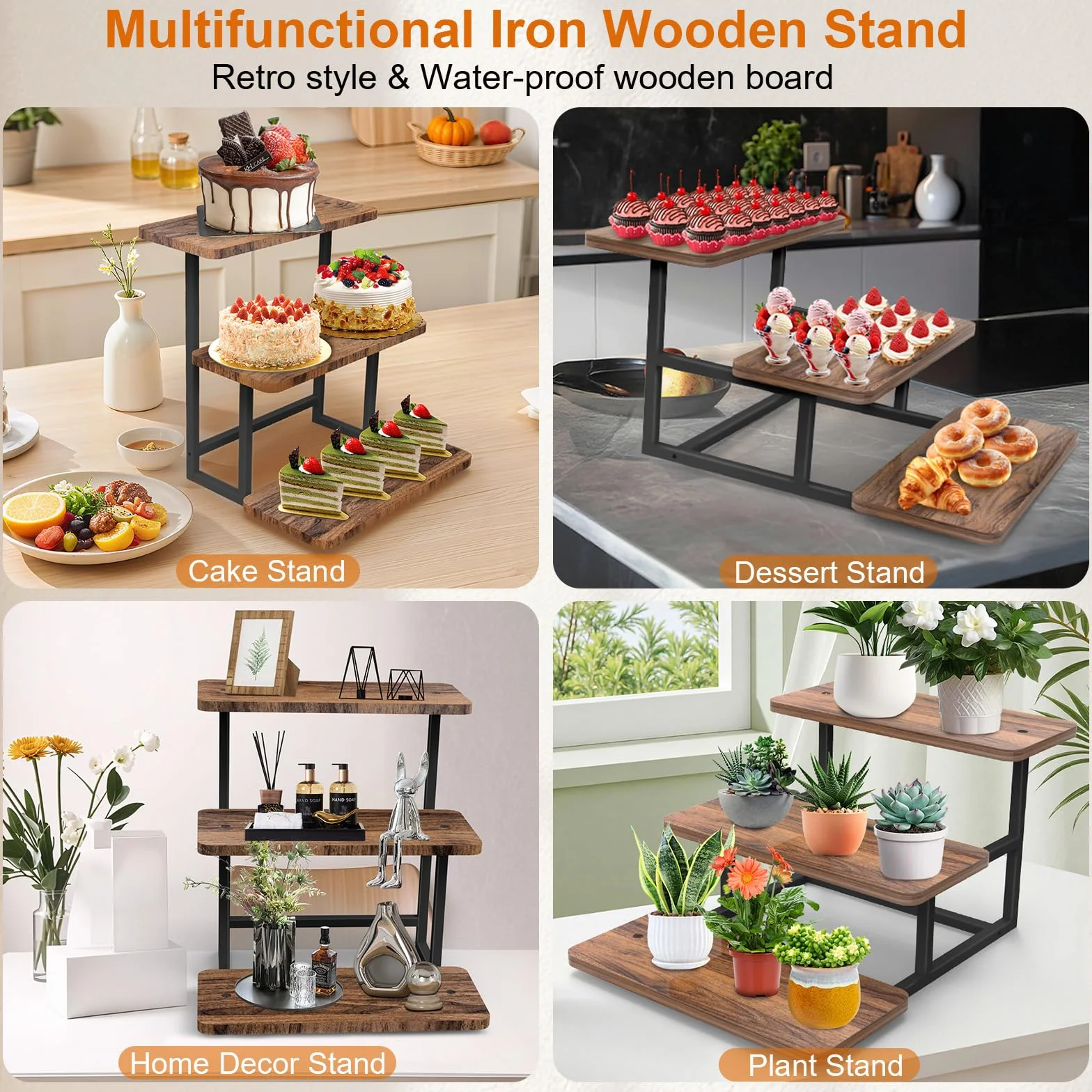 3 Livelli Alzata per Cupcakes, Alzata Per Torte Display, Alzatine per Allestimenti per 63 Cupcakes, Espositore in legno per Dolci e Frutta, Nuziali Compleanno Partito Buffet Baby Shower