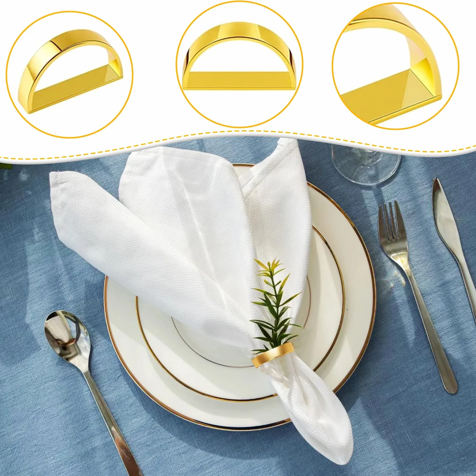 Portatovaglioli in oro, 12 pezzi, eleganti fibbie per tovaglioli, anello di Natale, napkin in metallo, per decorazione da tavolo, San Valentino, Pasqua, matrimonio, Natale, cena, feste