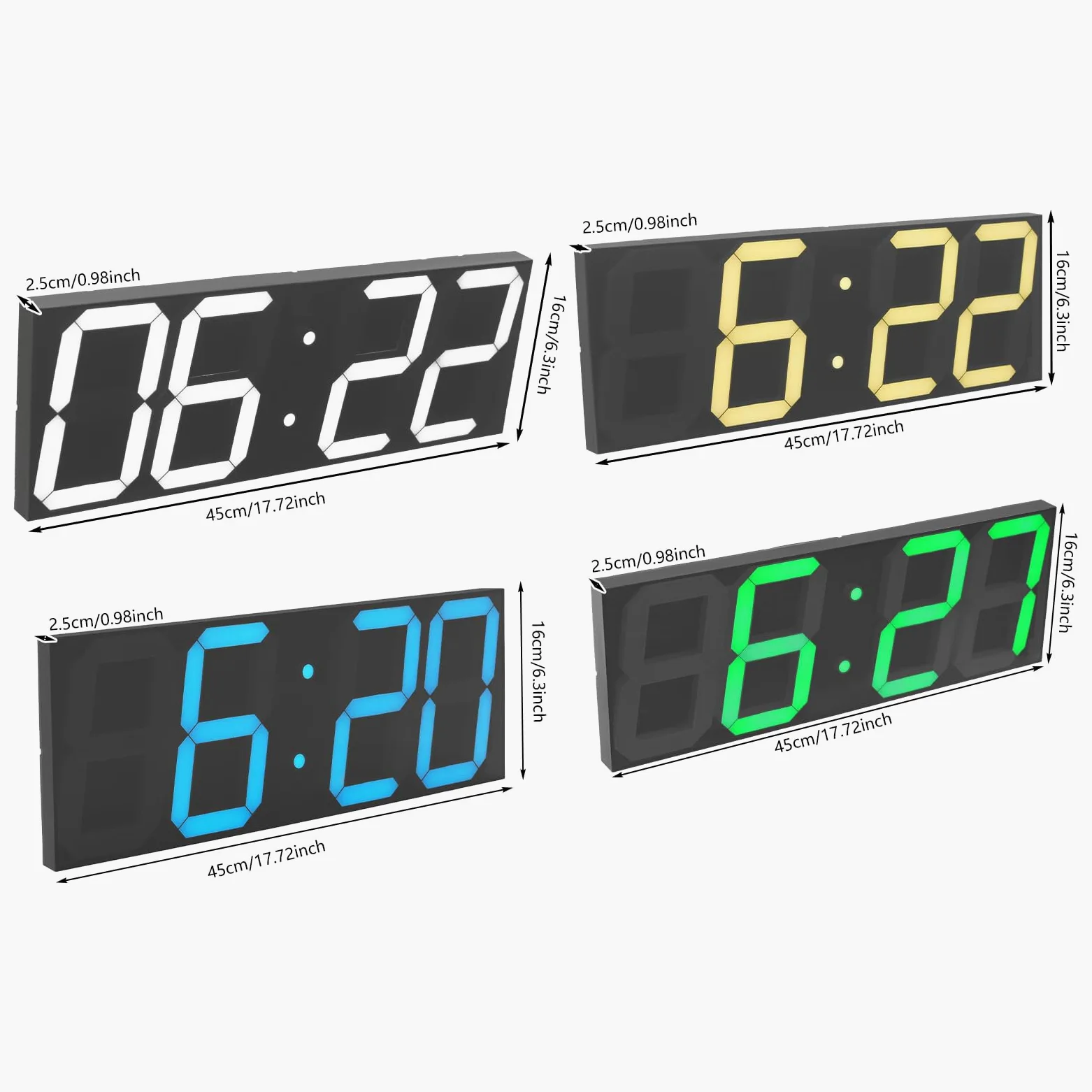 Orologio digitale a LED, 142 diodi LED, per soggiorno e camera da letto | Telecomando a 8 Livelli Regolazione Automatica della Luminosità entro 20 Metri Nero in Plexiglass e ABS