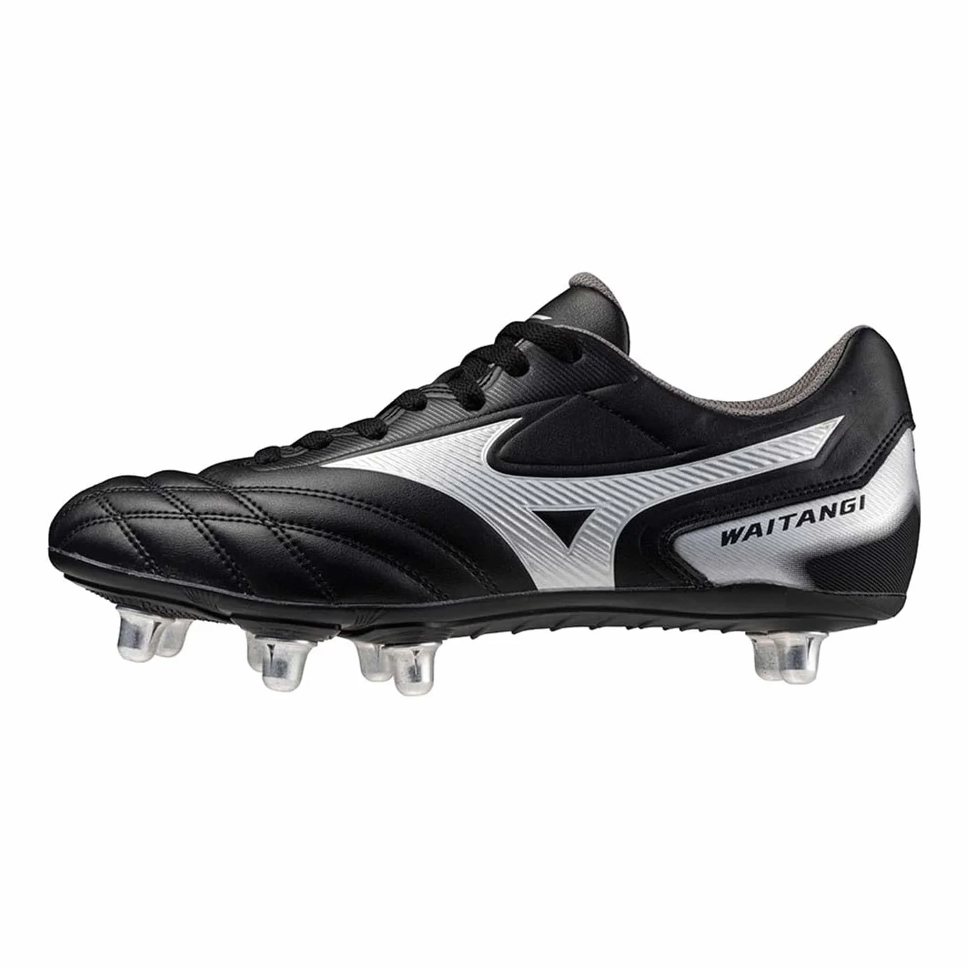 Mizuno Waitangi II CL - Scarpe da rugby da uomo, morbide, Nero argento, 45 EU