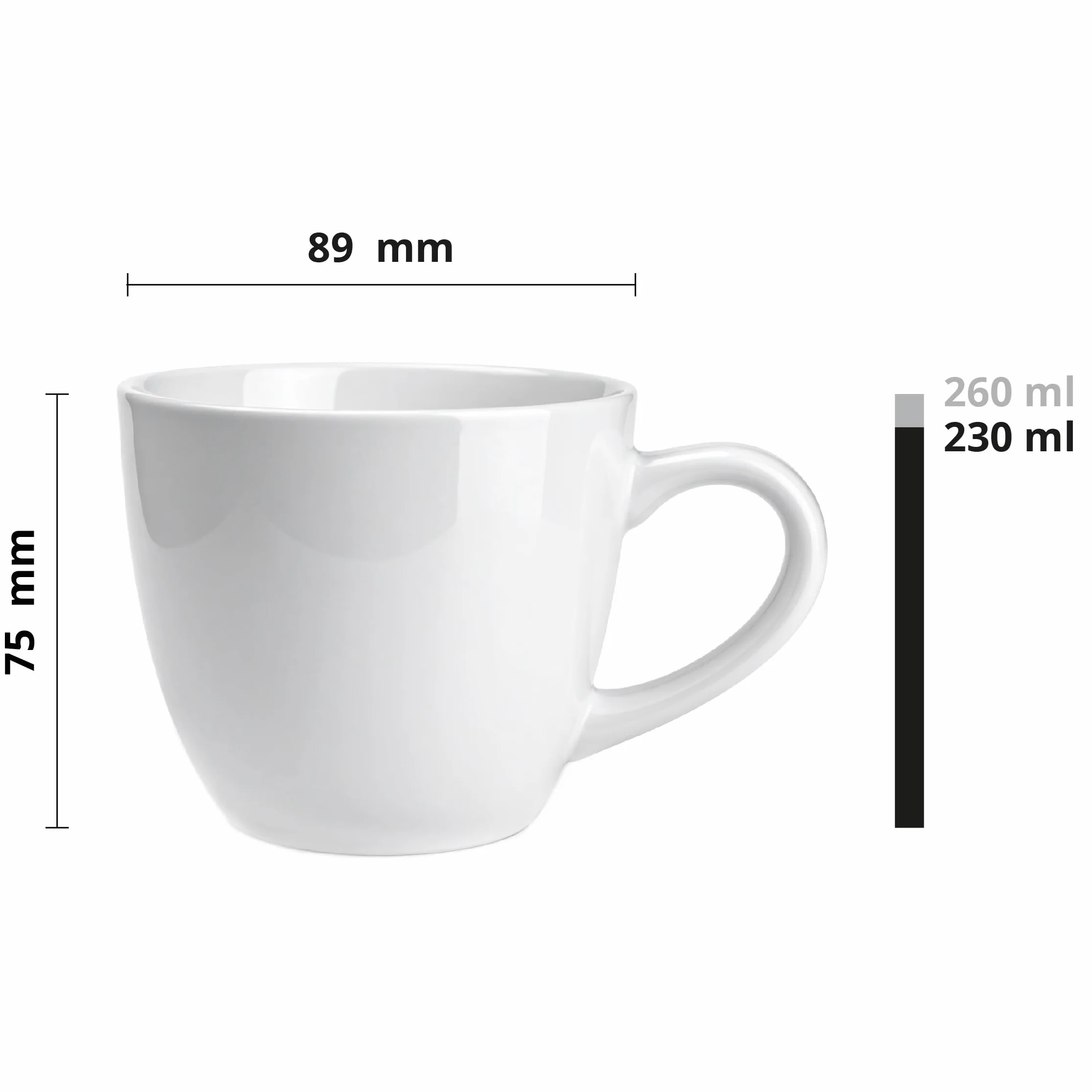 Glasmark KROSNO 1992 Bruno set di tazze da caffè in ceramica 4 pezzi bianco 230 ml