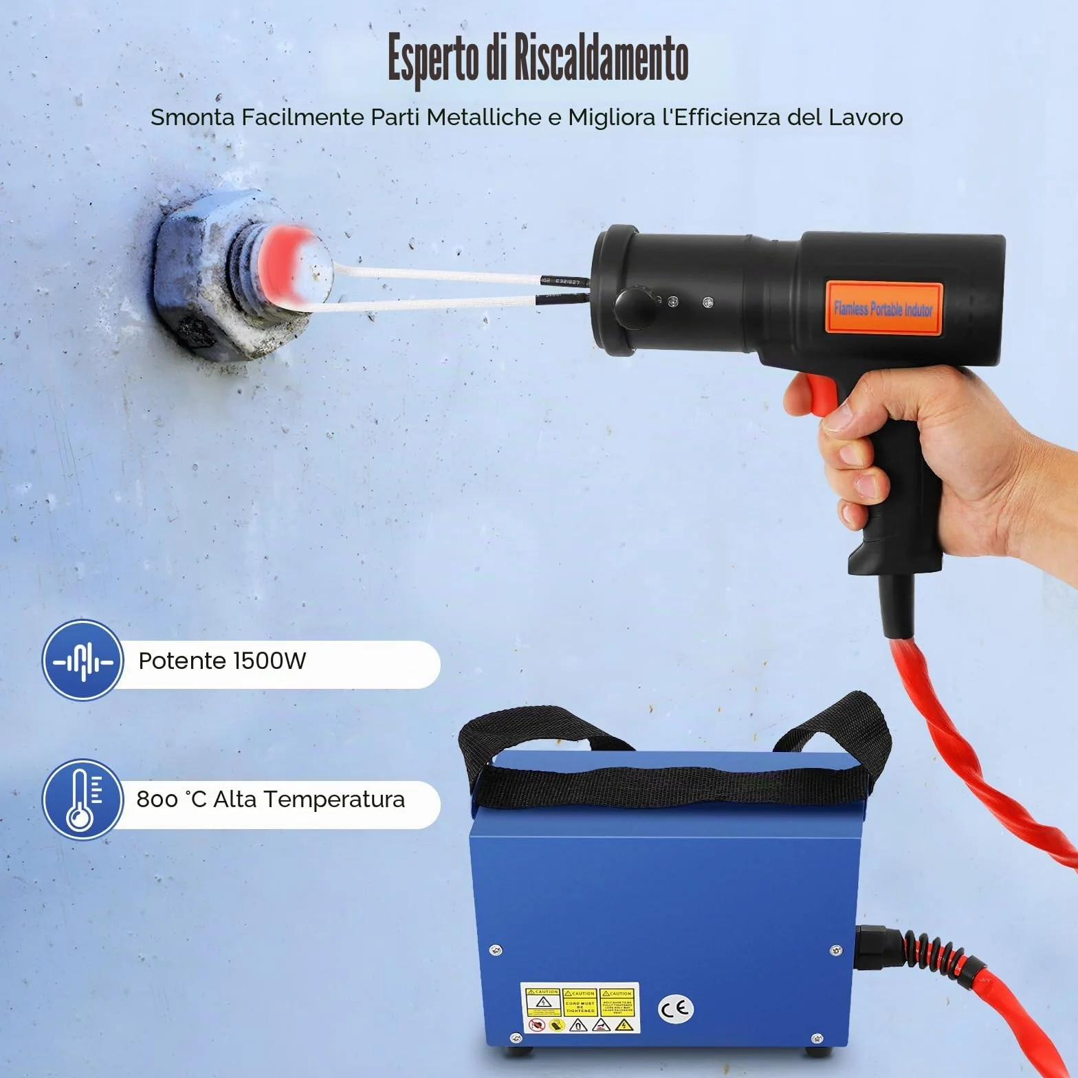 Riscaldatore a Induzione 1500W 1000°C Magnetico Senza Fiamma con 4 Bobine
