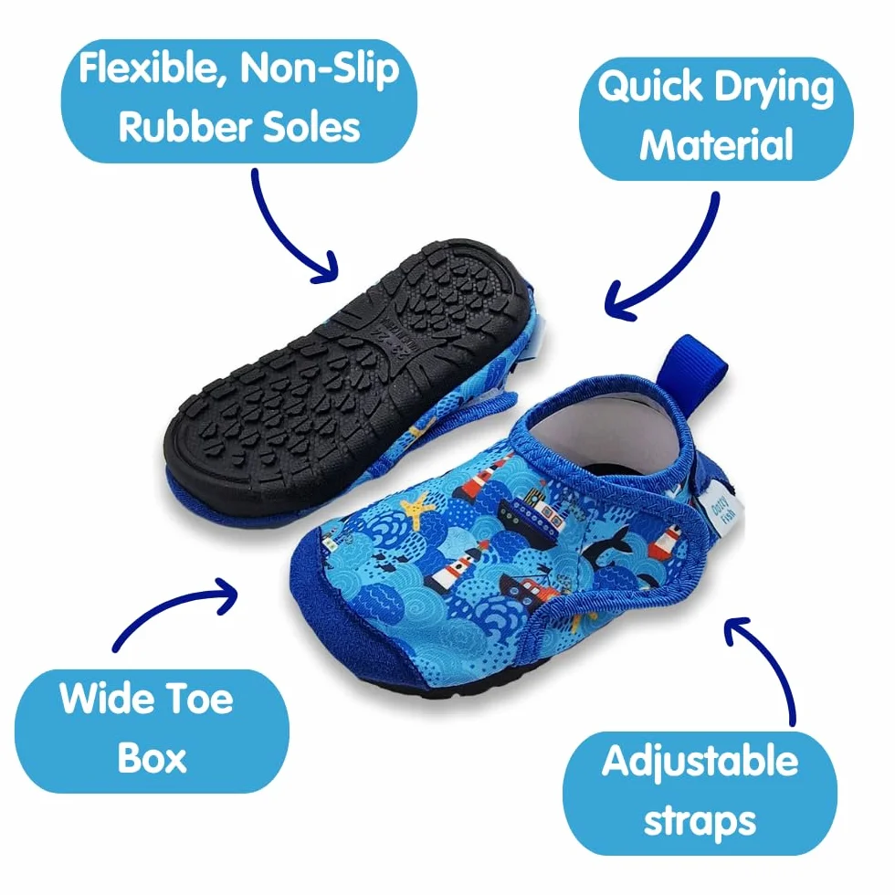 Dotty Fish Scarpe da Acqua Antiscivolo Asciugatura Rapida Suola Barefoot Gomma Flessibile Neonati Bambini