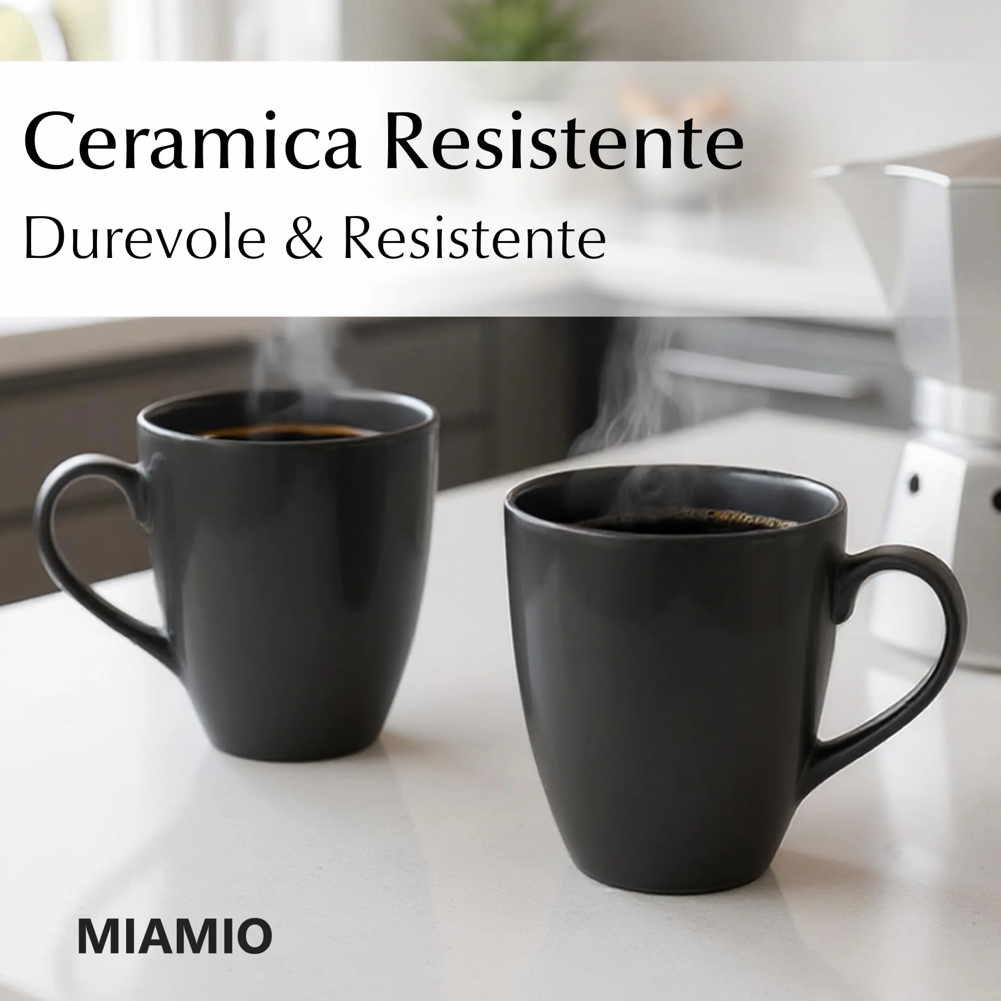 MIAMIO Le Papillon Collezione Set di Tazze da Caffè 6 x 350 ml Nero
