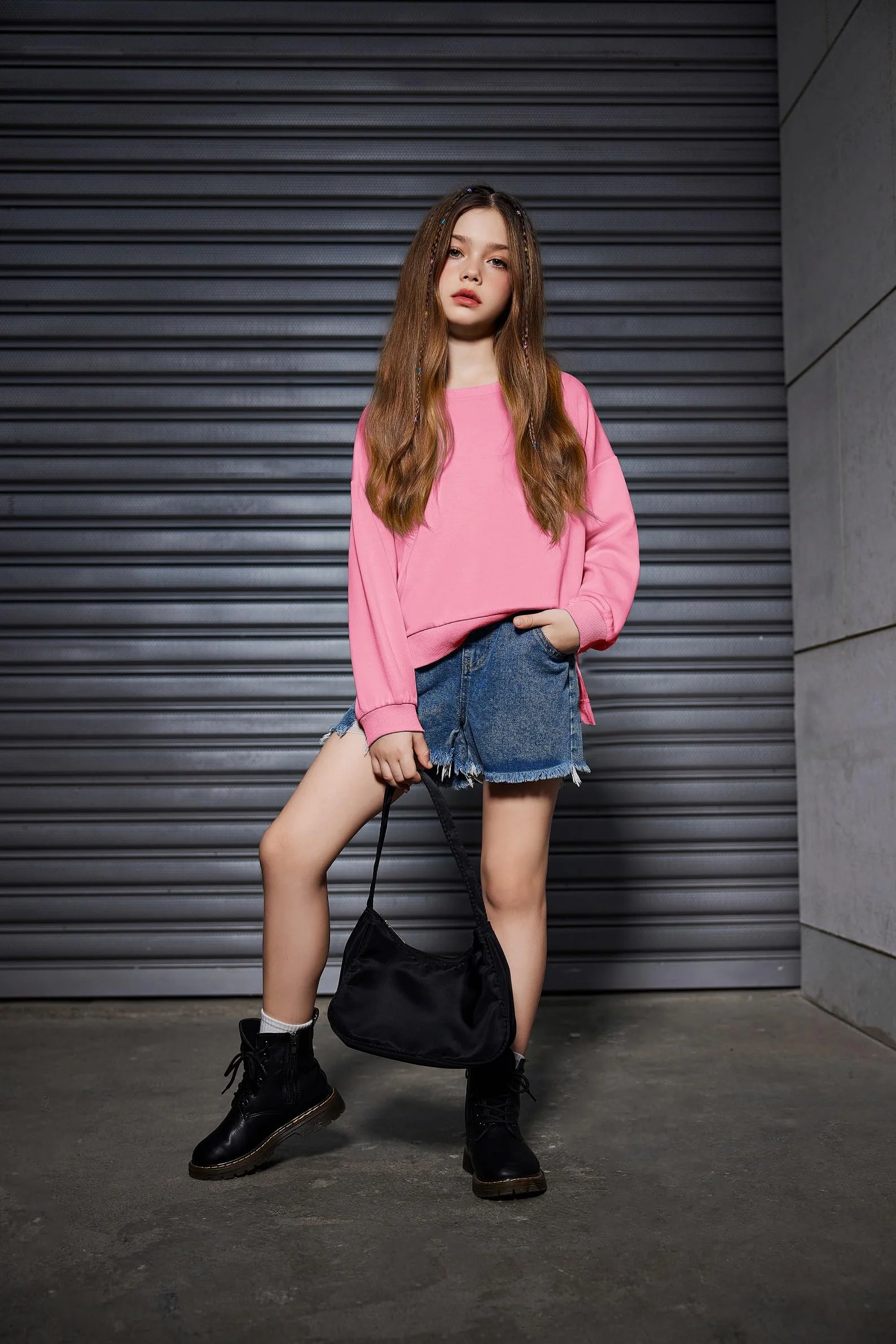 Arshiner Ragazza Felpa Basic Bambina Autunno Inverno Maglia a Maniche Lunghe Casual Moda Felpe Senza Cappuccio Bambine e Ragazze 5-14 Anni