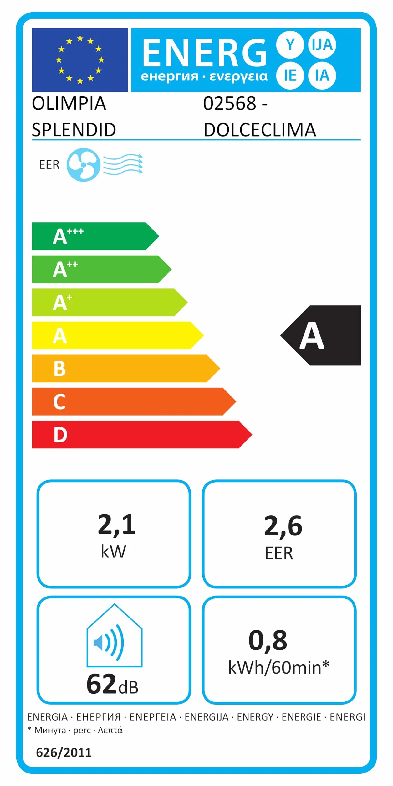 Olimpia Splendid, Dolceclima Slim 10 SWS Wifi, Portable Air Conditioning 10,000 BTU/h, Compact Design, Class A, Power 2.6 kW, Cooling Functions, Dehumidification, Ventilation, Integrated WI-FI