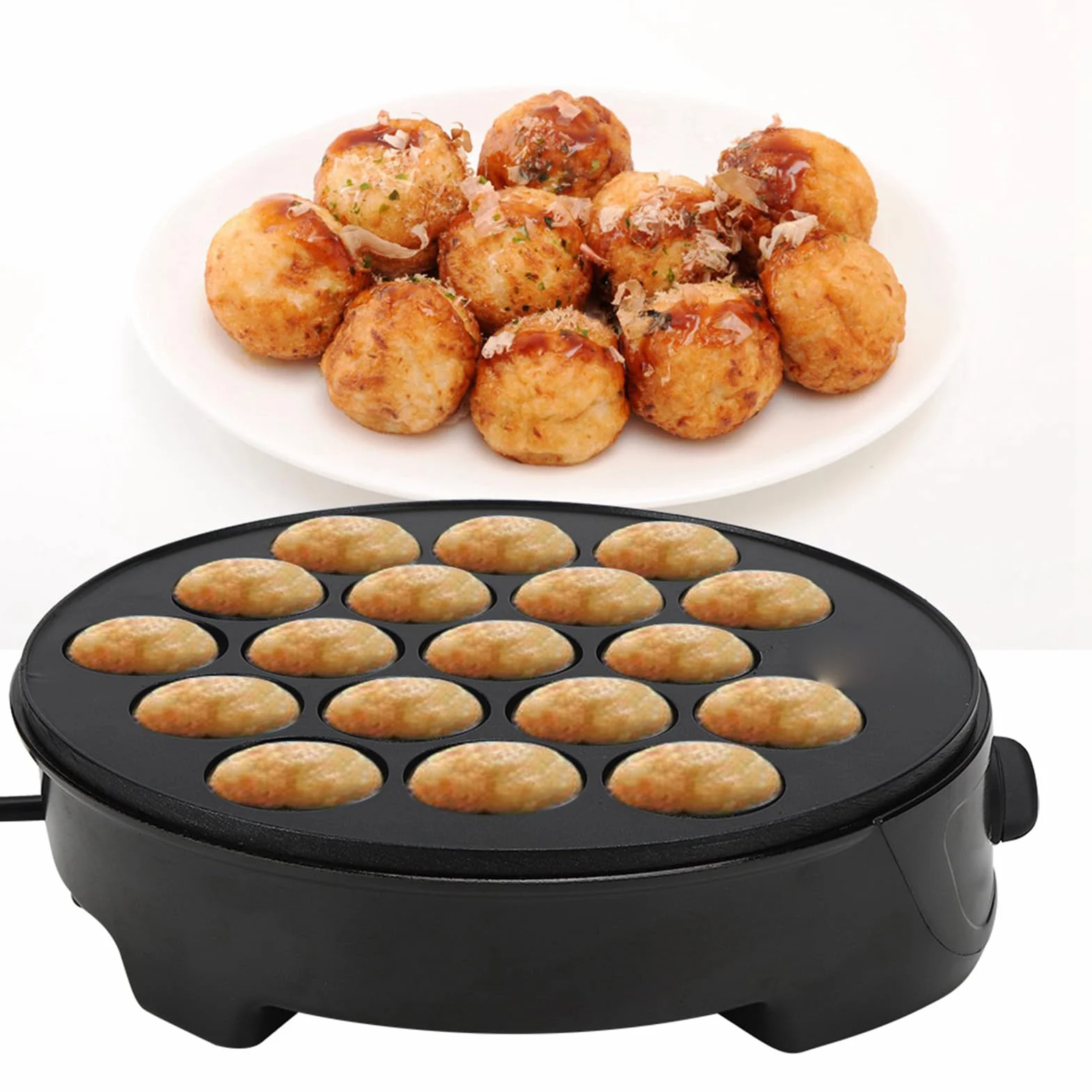 lyrlody Macchina per Takoyaki 18 Stampi Rotondi 750W Rivestimento Antiaderente