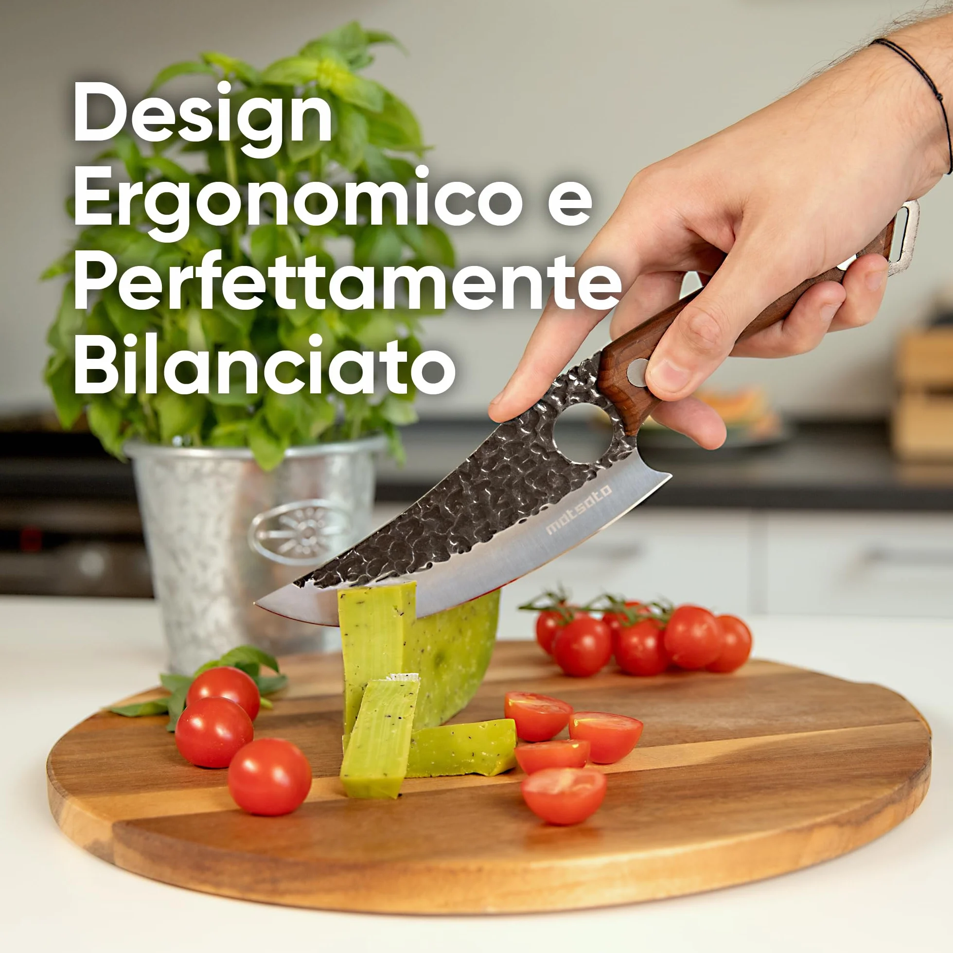 Matsato Set Coltello Professionale da Cucina in Acciaio Giapponese con Lama 15 cm, Coltello Cucina per Carne e Verdure con Fodero di Pelle, Custodia Coltelli BBQ