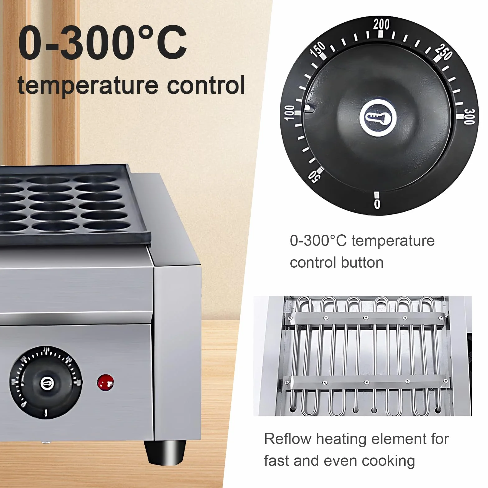 SHAHRYAR Macchina per Takoyaki Professionale 28 Fori Acciaio Inox