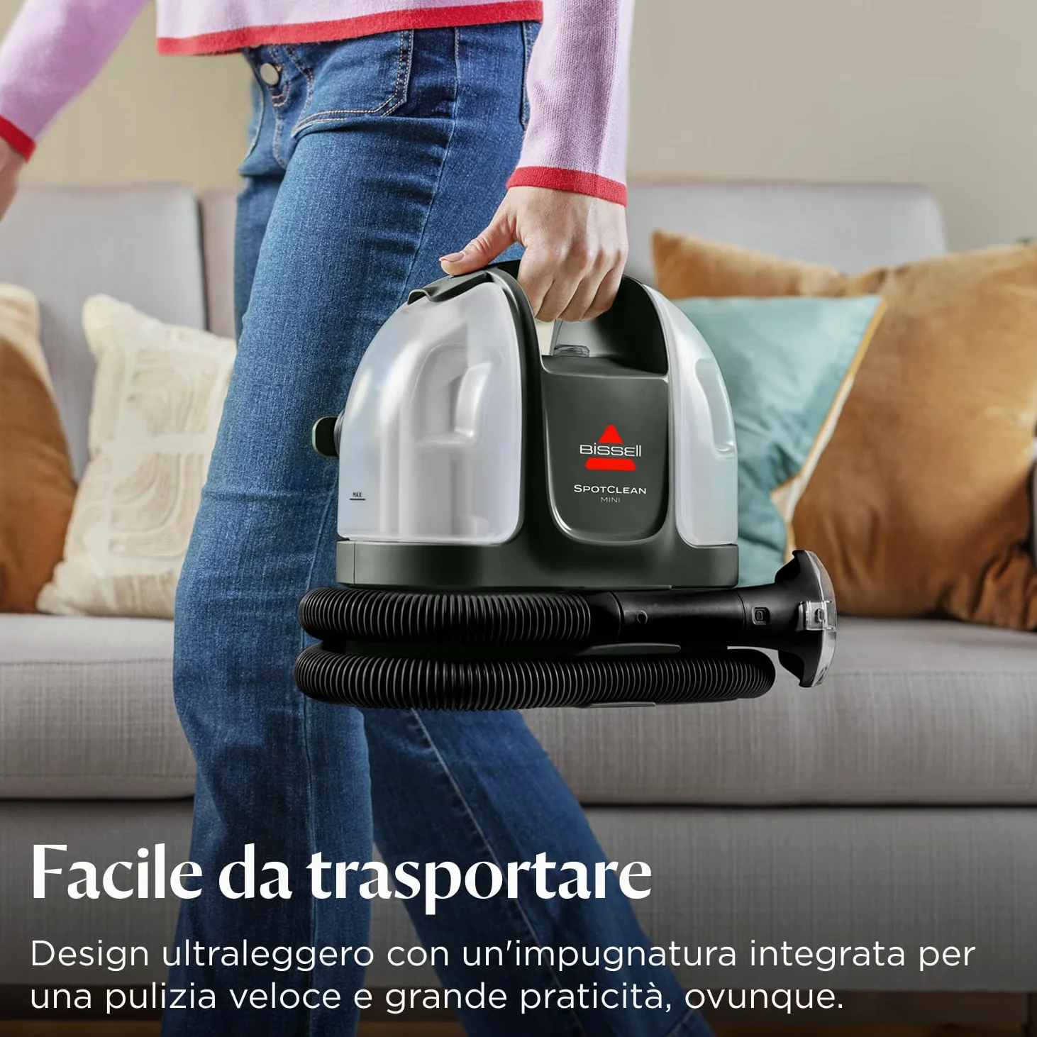 BISSELL SpotClean 41491 Mini Carpet Cleaner with Cable, Portable Upholstery Lava, Perfect for Quick Cleaning, Compact and Lightweight, Stain Remover from Cars, Boats, Sofas, Mattresses and More