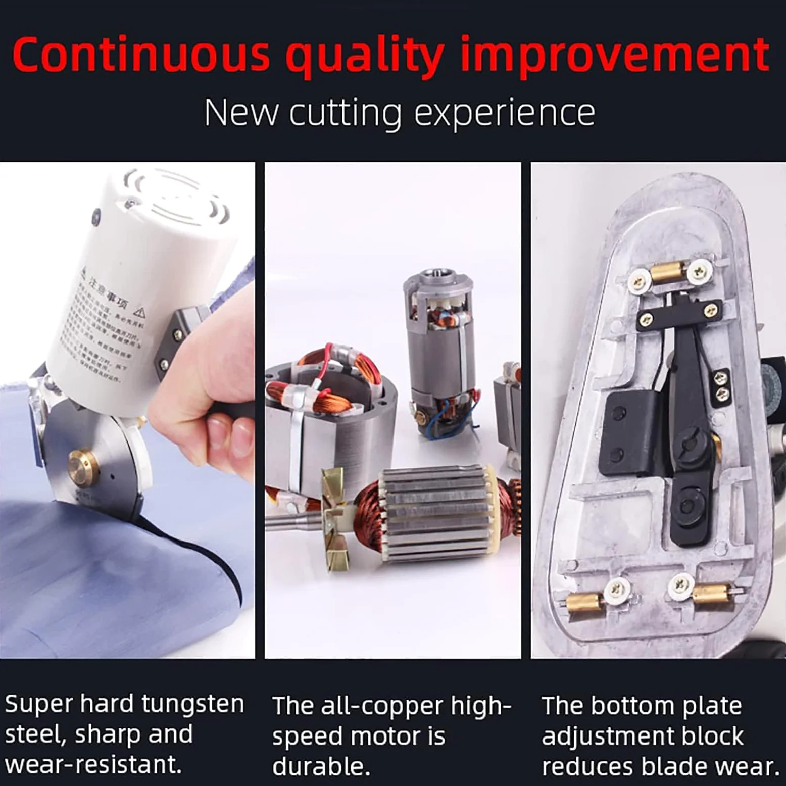 Taglierina Elettrica per Tessuti Da 200 W - Dispositivo Di Protezione Silenzioso/Sollevabile, Taglierina Rotativa per Cucire + Lama Rotante Da 90 Mm, Spessore Di Taglio: ≥ 3 Cm
