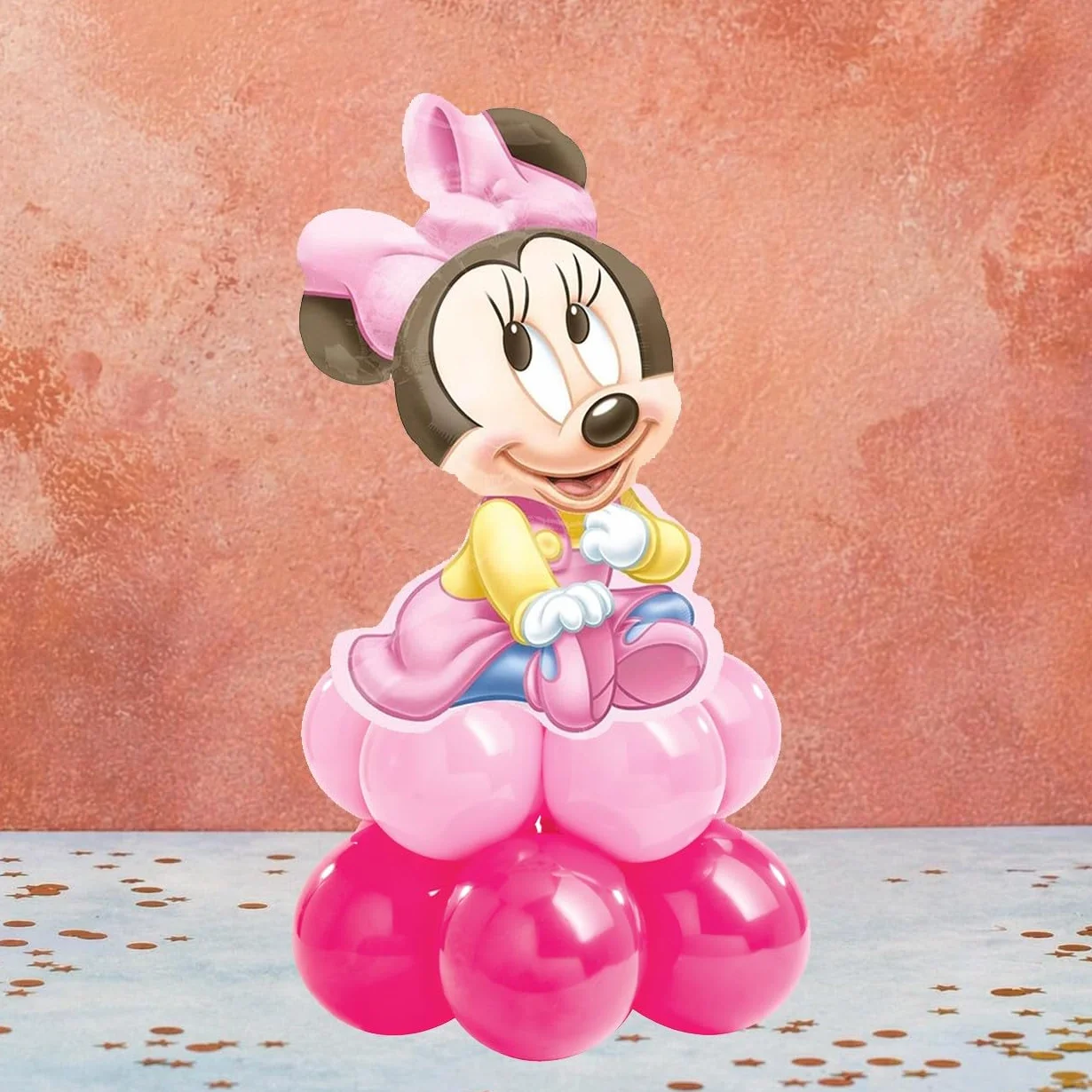 Centrotavola di palloncini supershape per feste di primo compleanno a tema Minnie| Decorazione e addobbi tavolo per primo compleanno bambina a tema Baby Minnie| 12 pezzi
